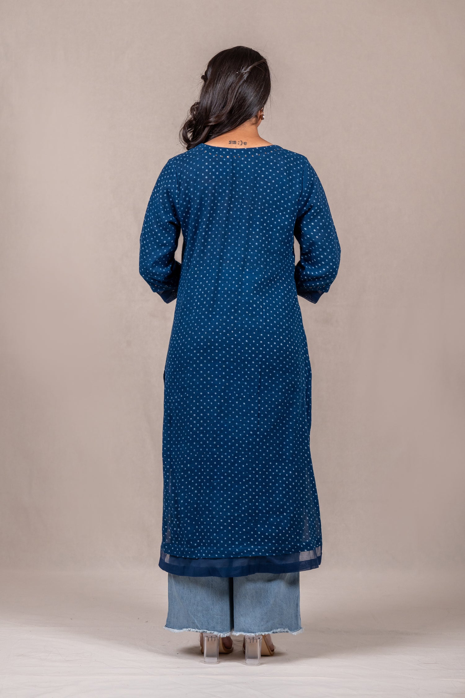 Indigo Dabu Mul-Mul Kota Kurta – Sutra