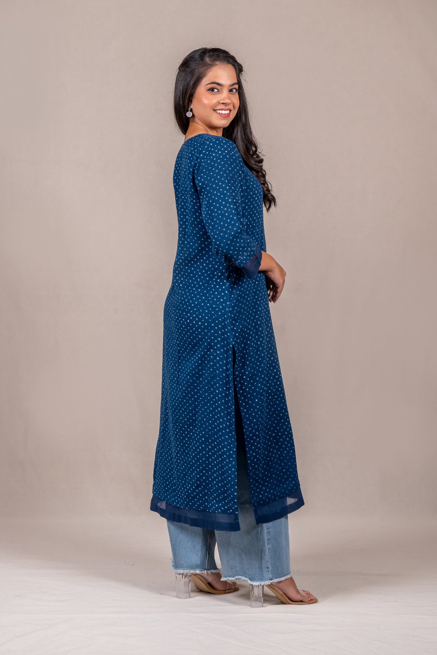 Indigo Dabu Mul-Mul Kota Kurta – Sutra