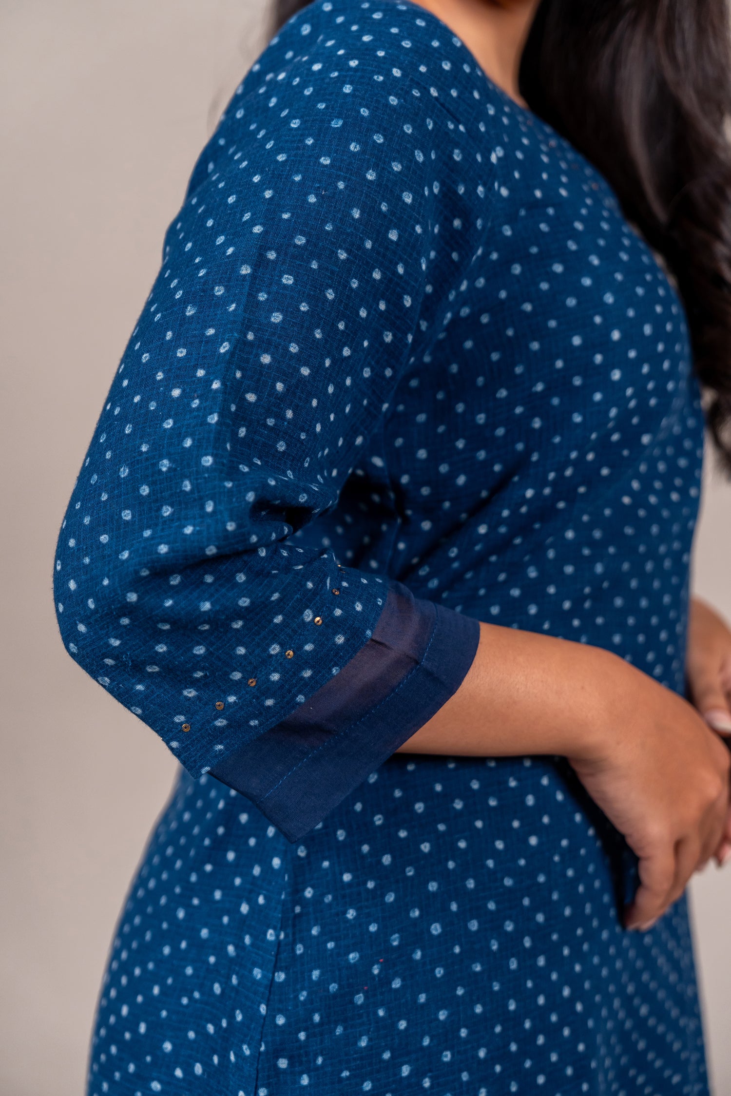 Indigo Dabu Mul-Mul Kota Kurta – Sutra