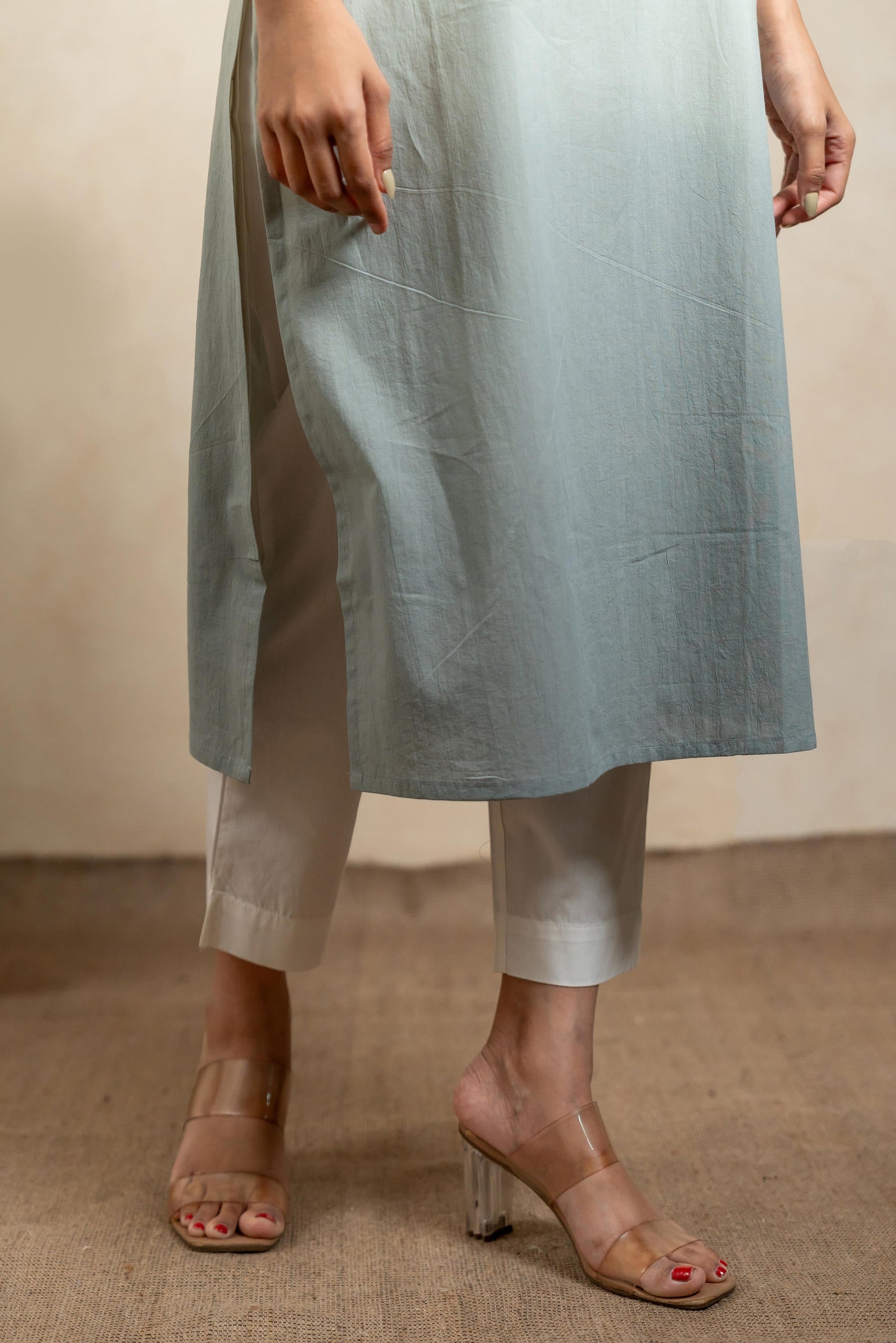 Aabha Grey Tie-Dye Cotton Kurta | Ray-ethnic