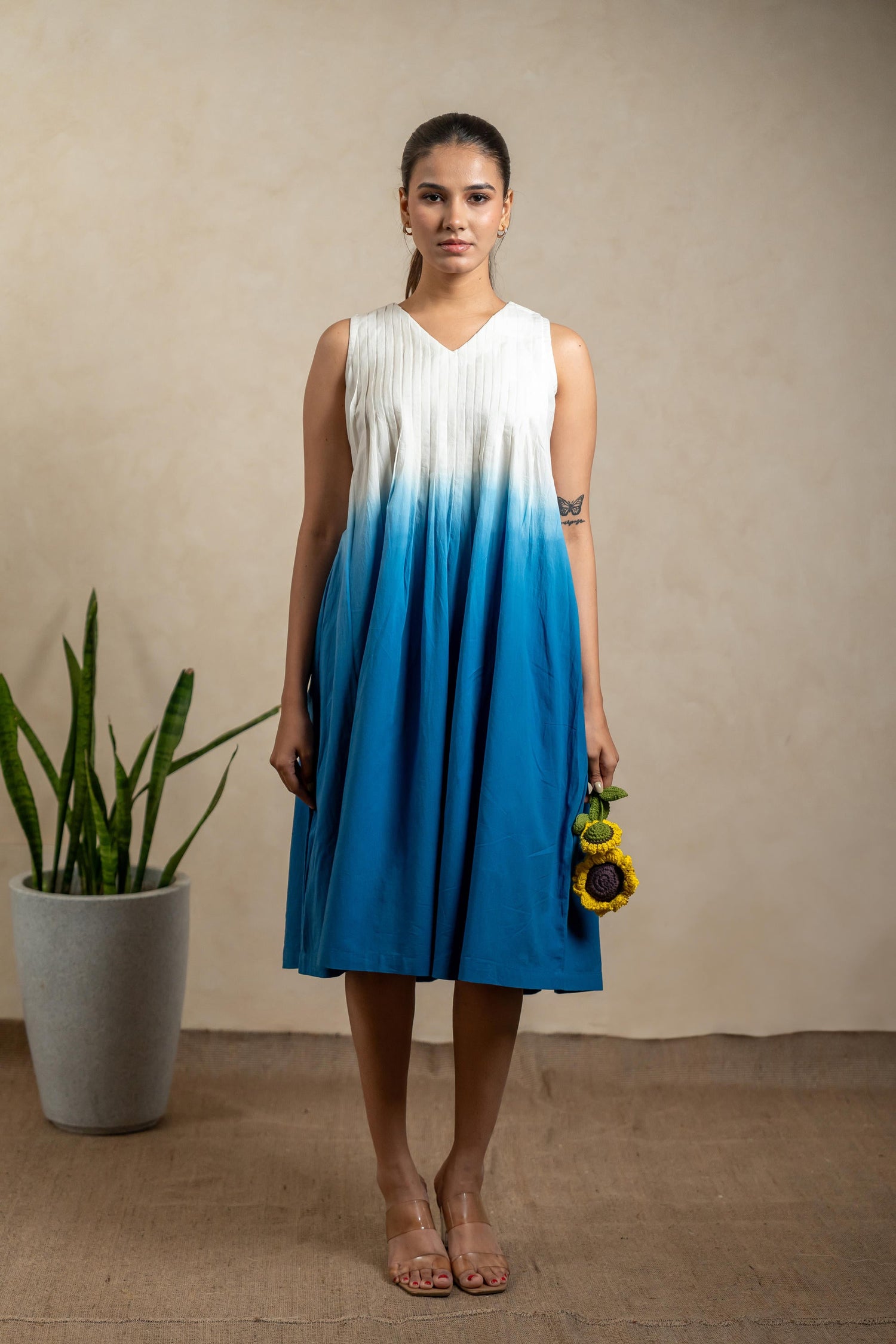 Aabha Royal Blue Tie-Dye Cotton Dress | Ray-ethnic