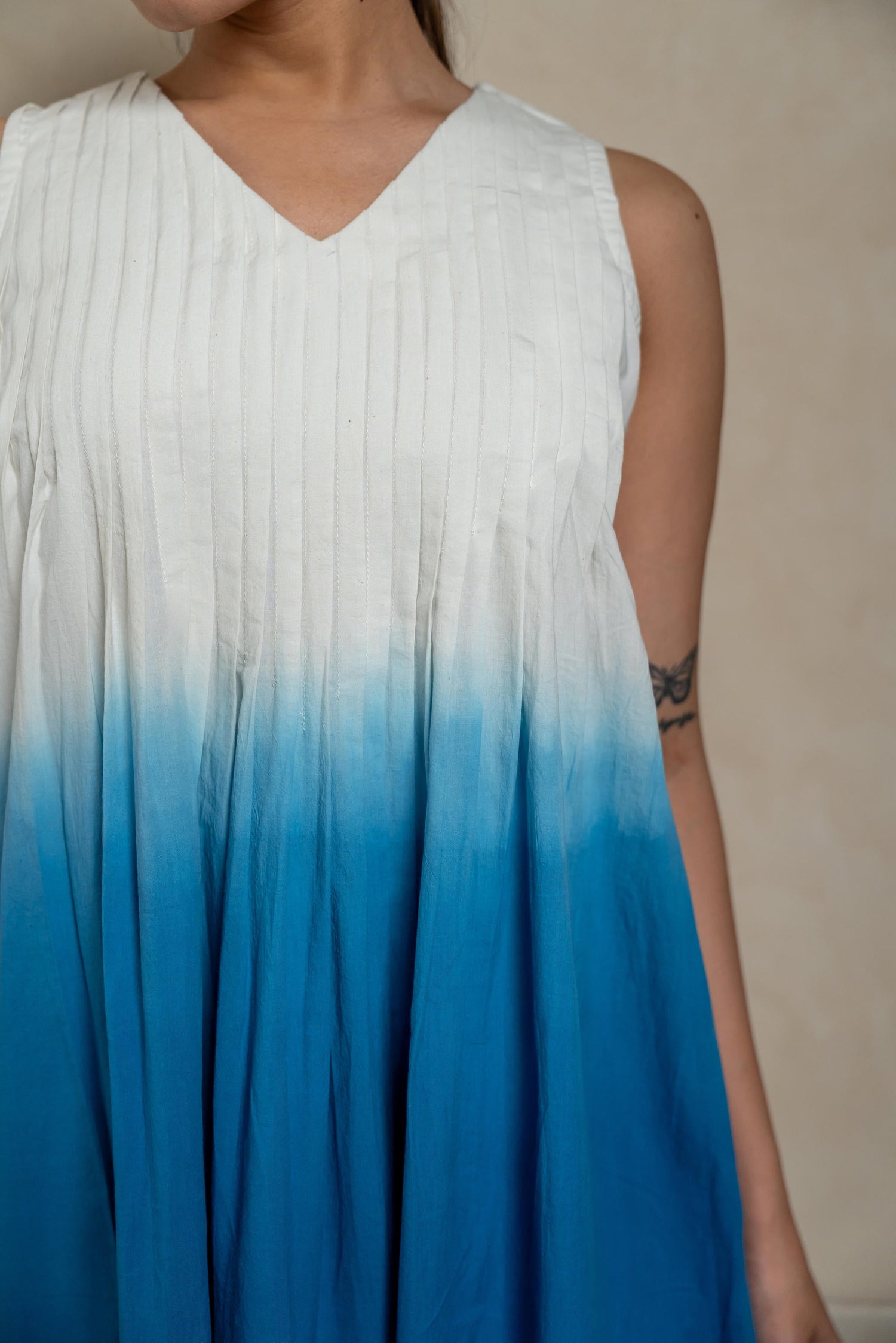 Aabha Royal Blue Tie-Dye Cotton Dress | Ray-ethnic