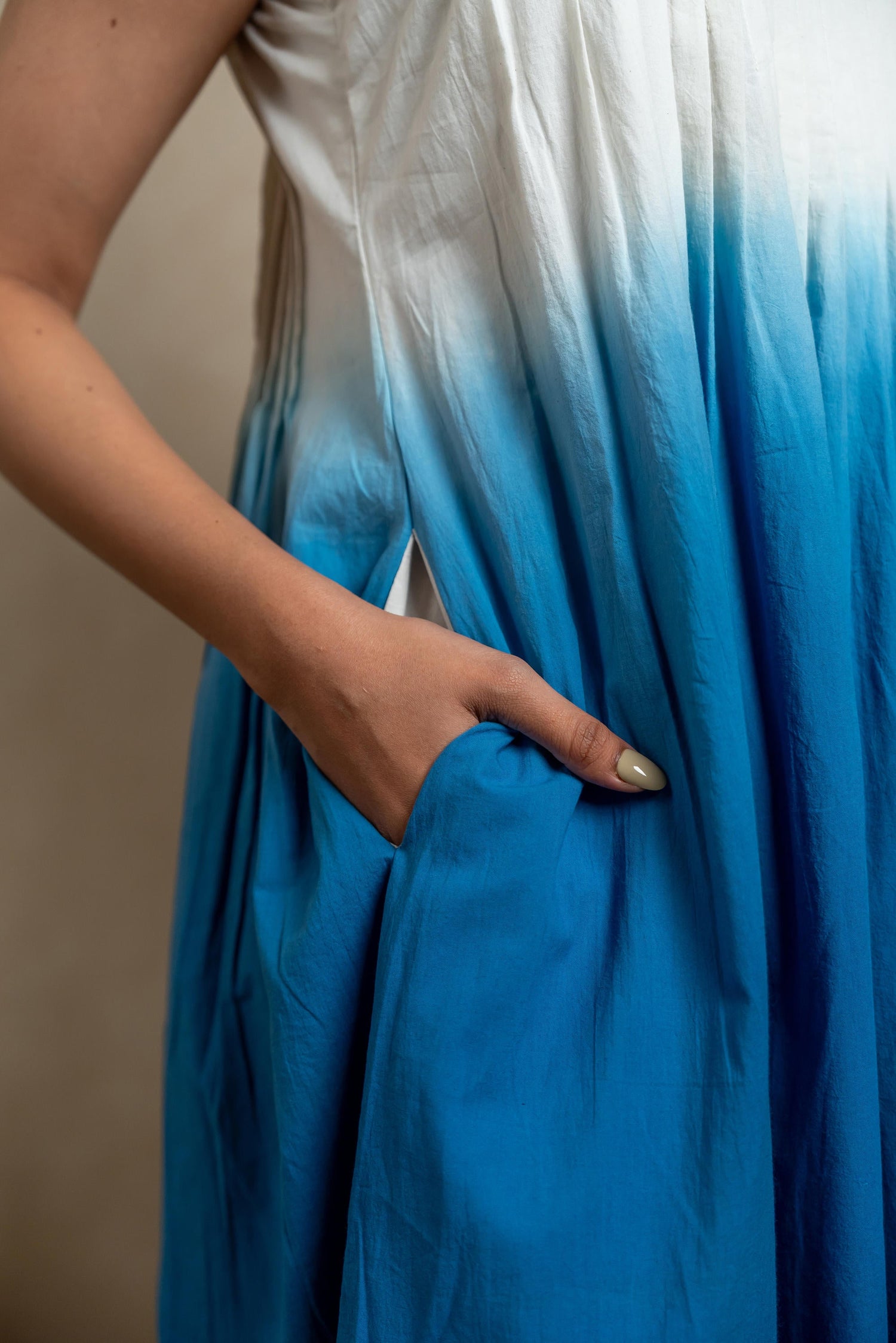 Aabha Royal Blue Tie-Dye Cotton Dress | Ray-ethnic