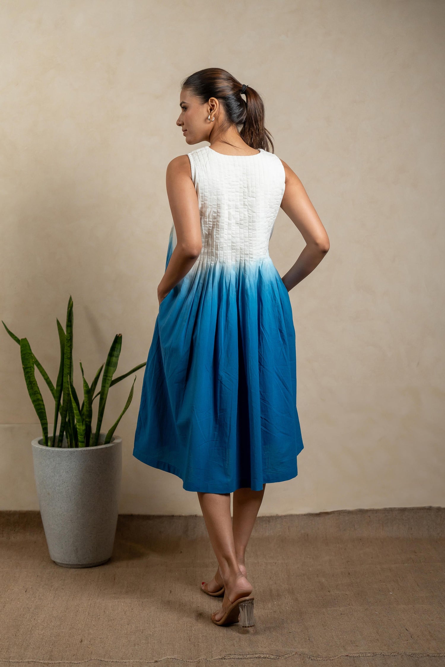 Aabha Royal Blue Tie-Dye Cotton Dress | Ray-ethnic