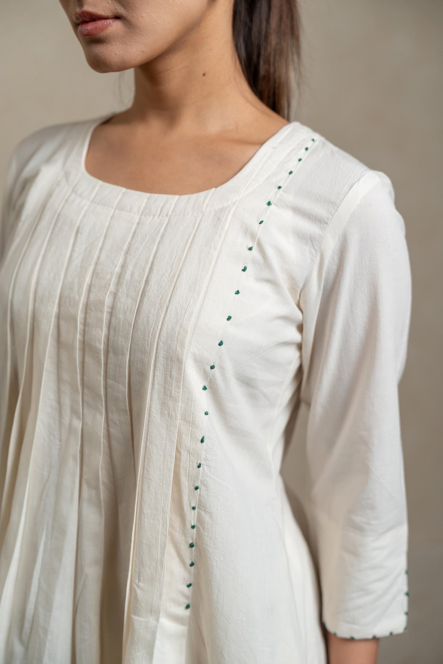 Aabha Emerald Green Tie-Dye Cotton Dress | Ray-ethnic