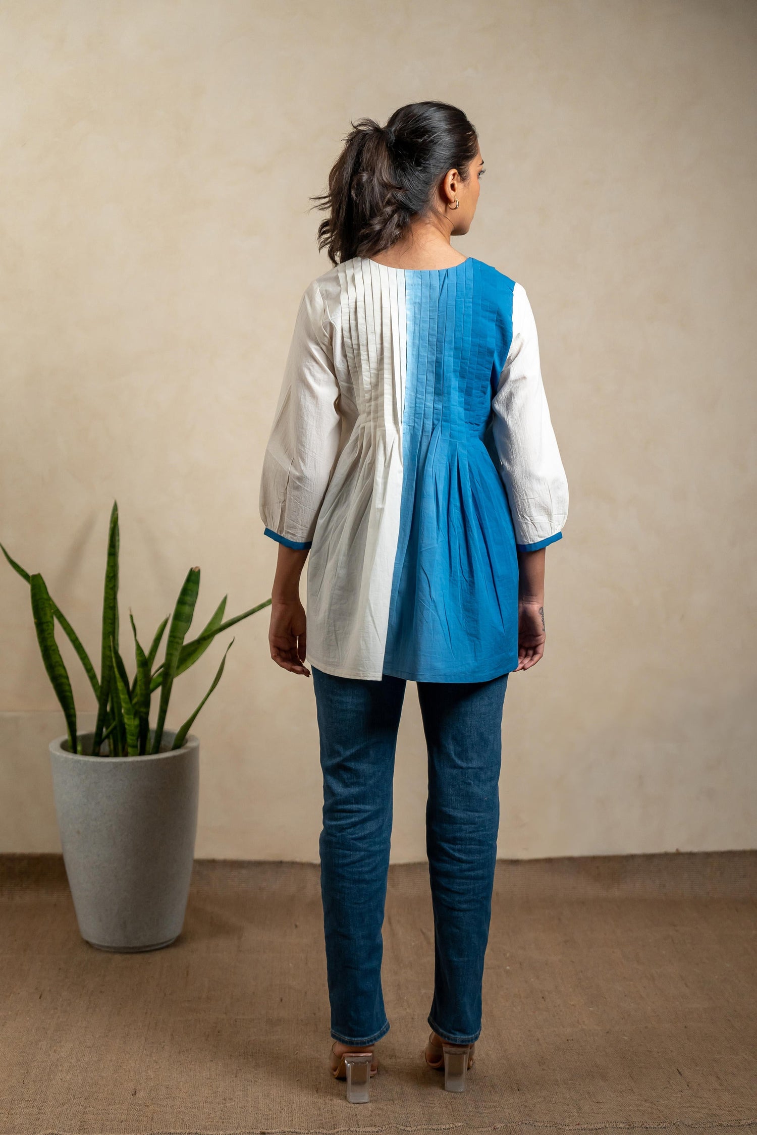 Aabha Royal Blue Tie-Dye Cotton Top | Ray-ethnic