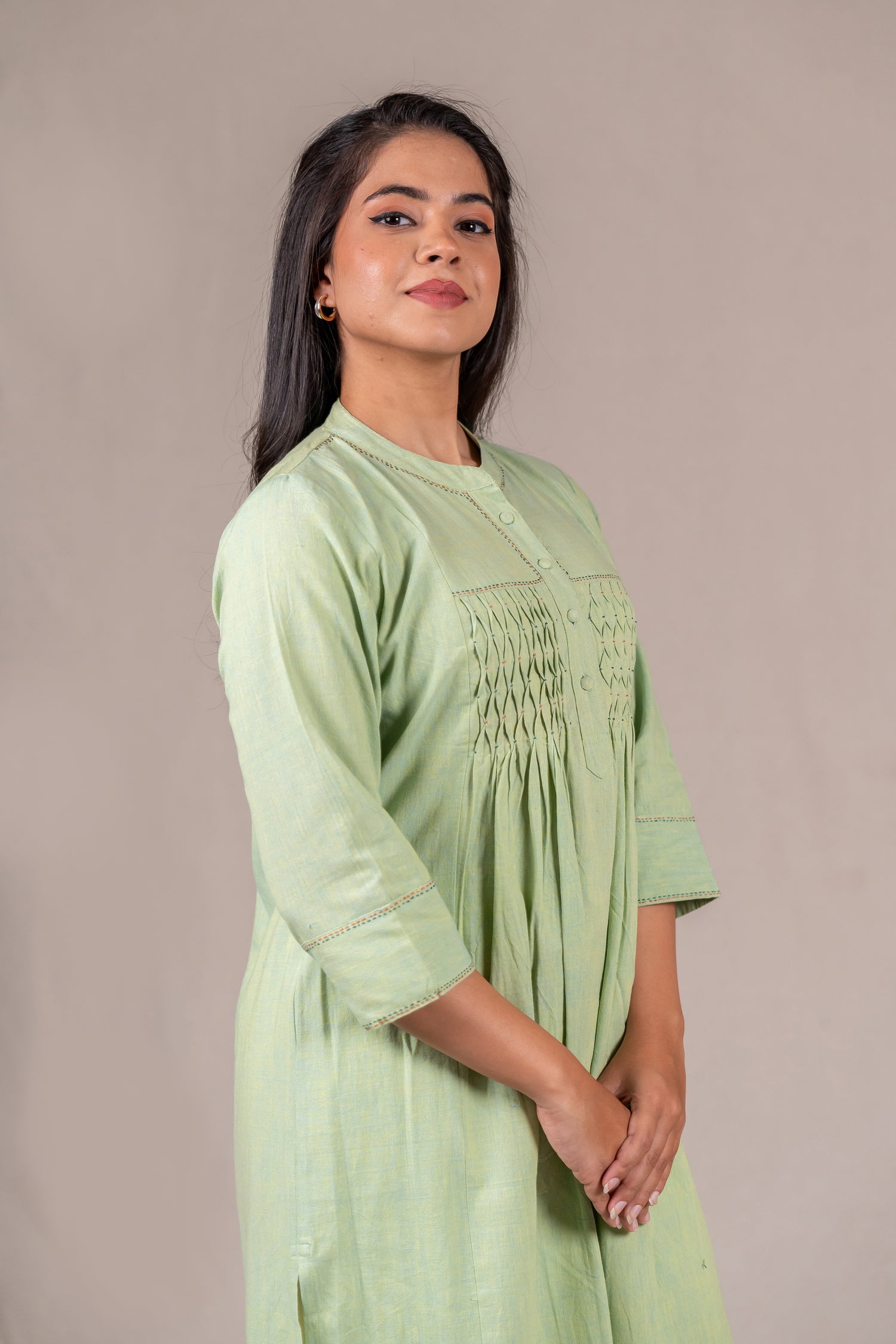 Light Green Smocked Embroidered Kurta – Sutra