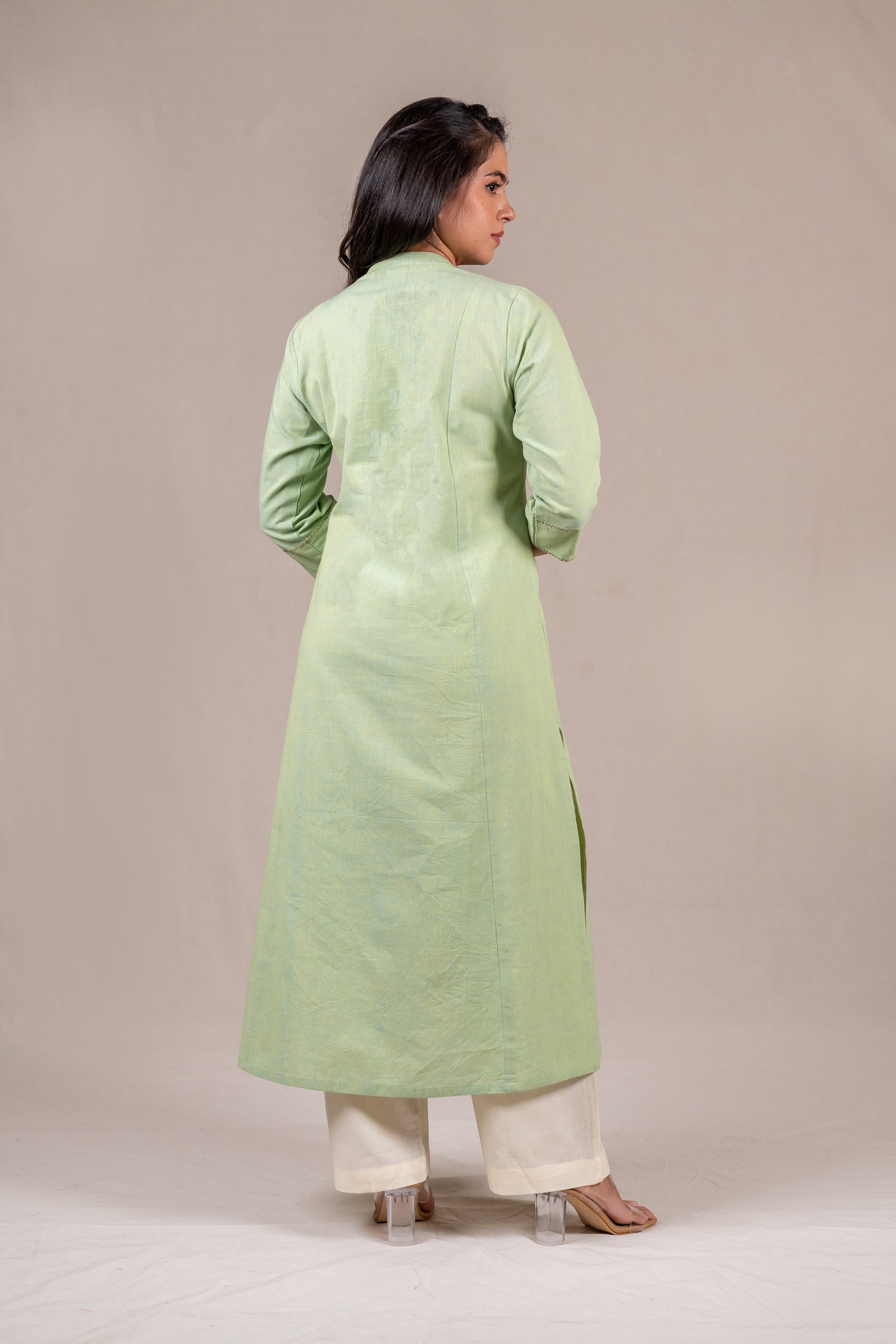 Light Green Smocked Embroidered Kurta – Sutra