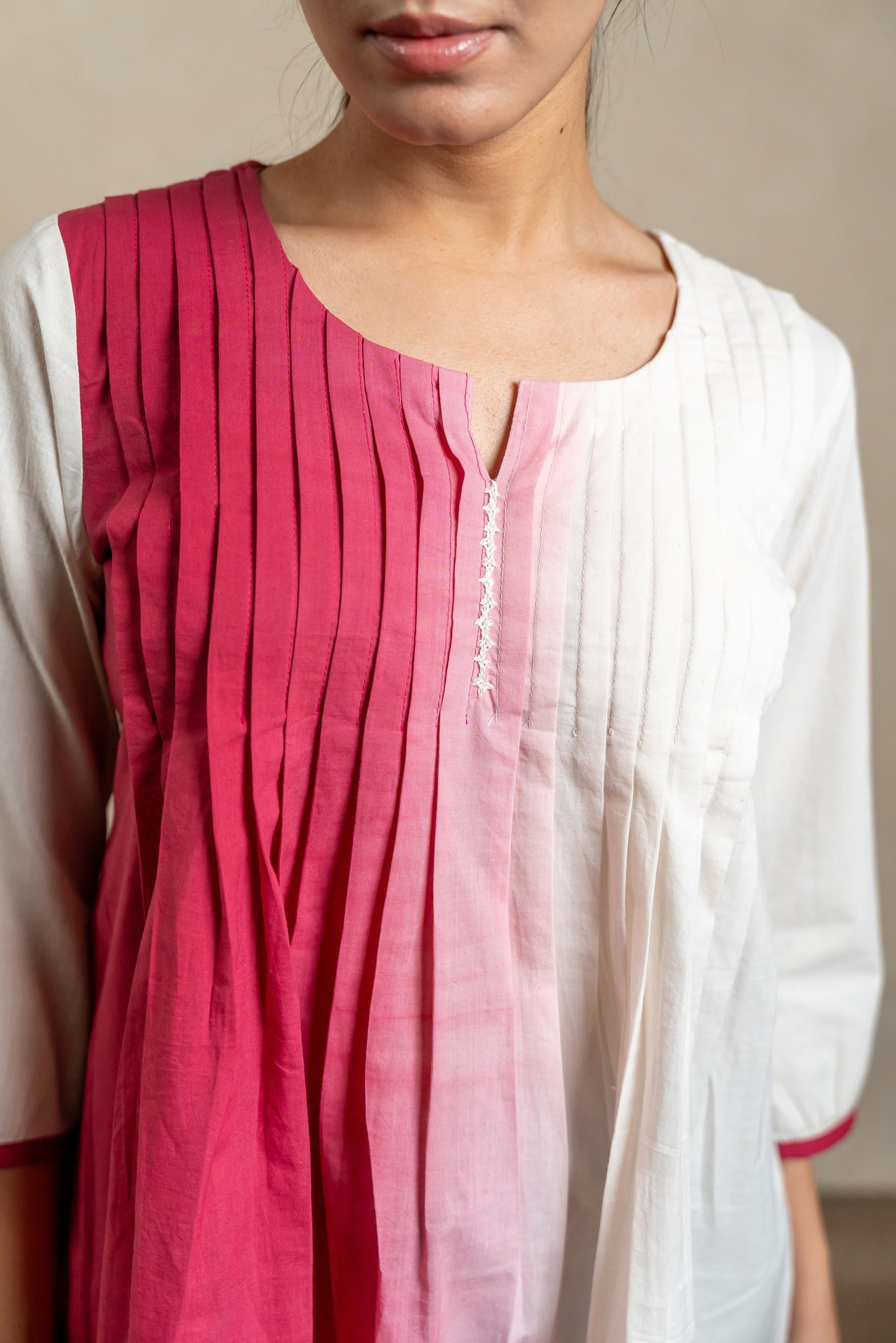 Aabha Dark Pink Tie-Dye Cotton Top | Ray-ethnic