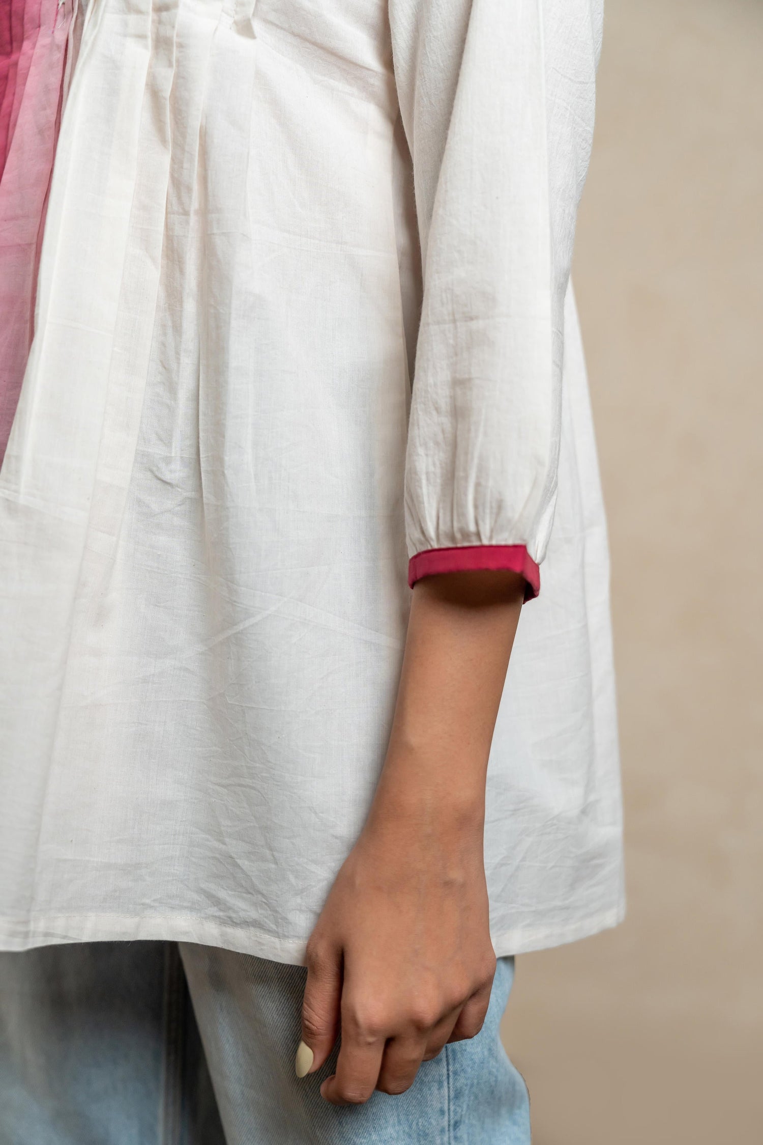 Aabha Dark Pink Tie-Dye Cotton Top | Ray-ethnic