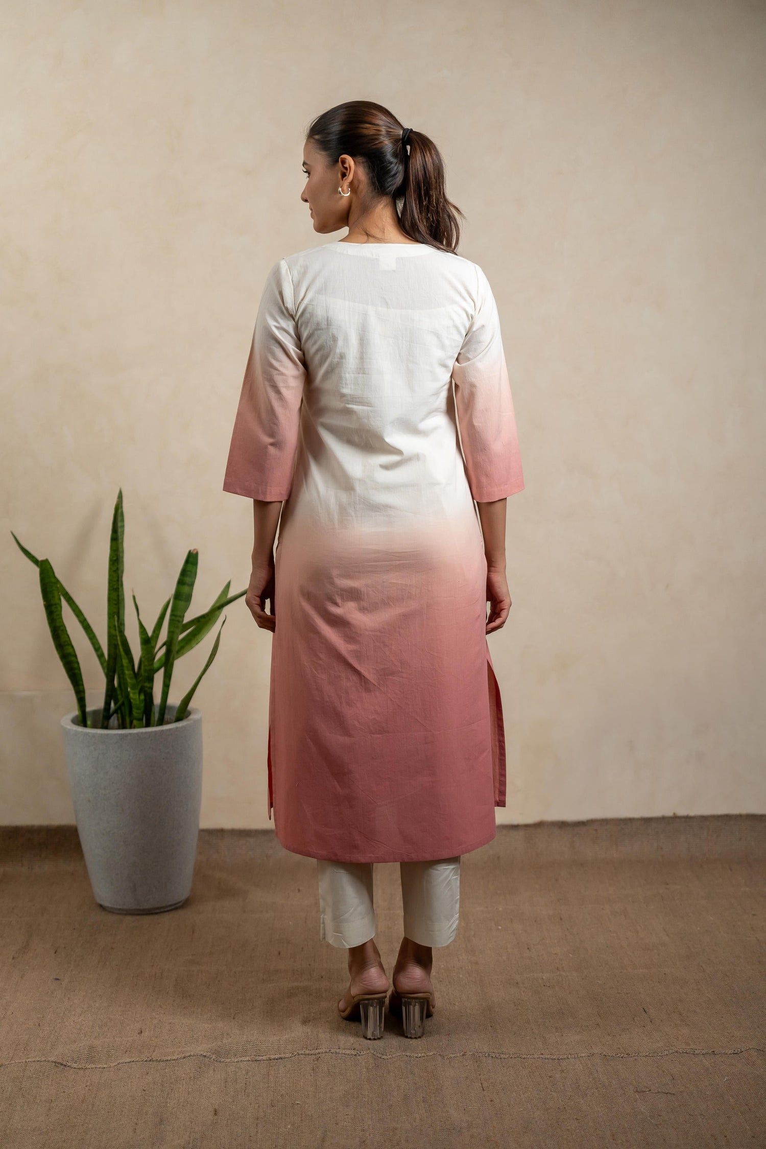 Aabha Dusty Pink Tie-Dye Cotton Kurta | Ray-ethnic