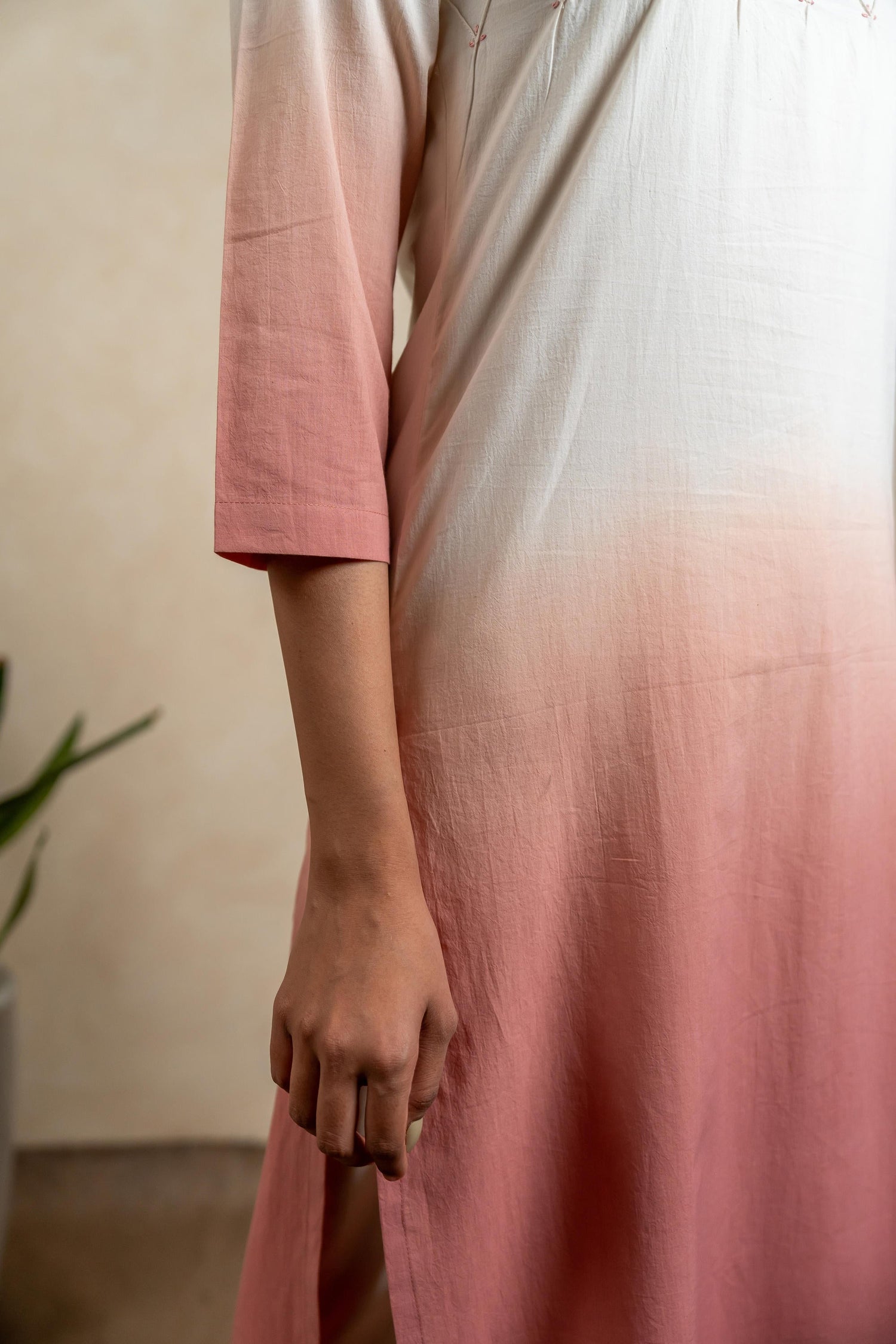 Aabha Dusty Pink Tie-Dye Cotton Kurta | Ray-ethnic