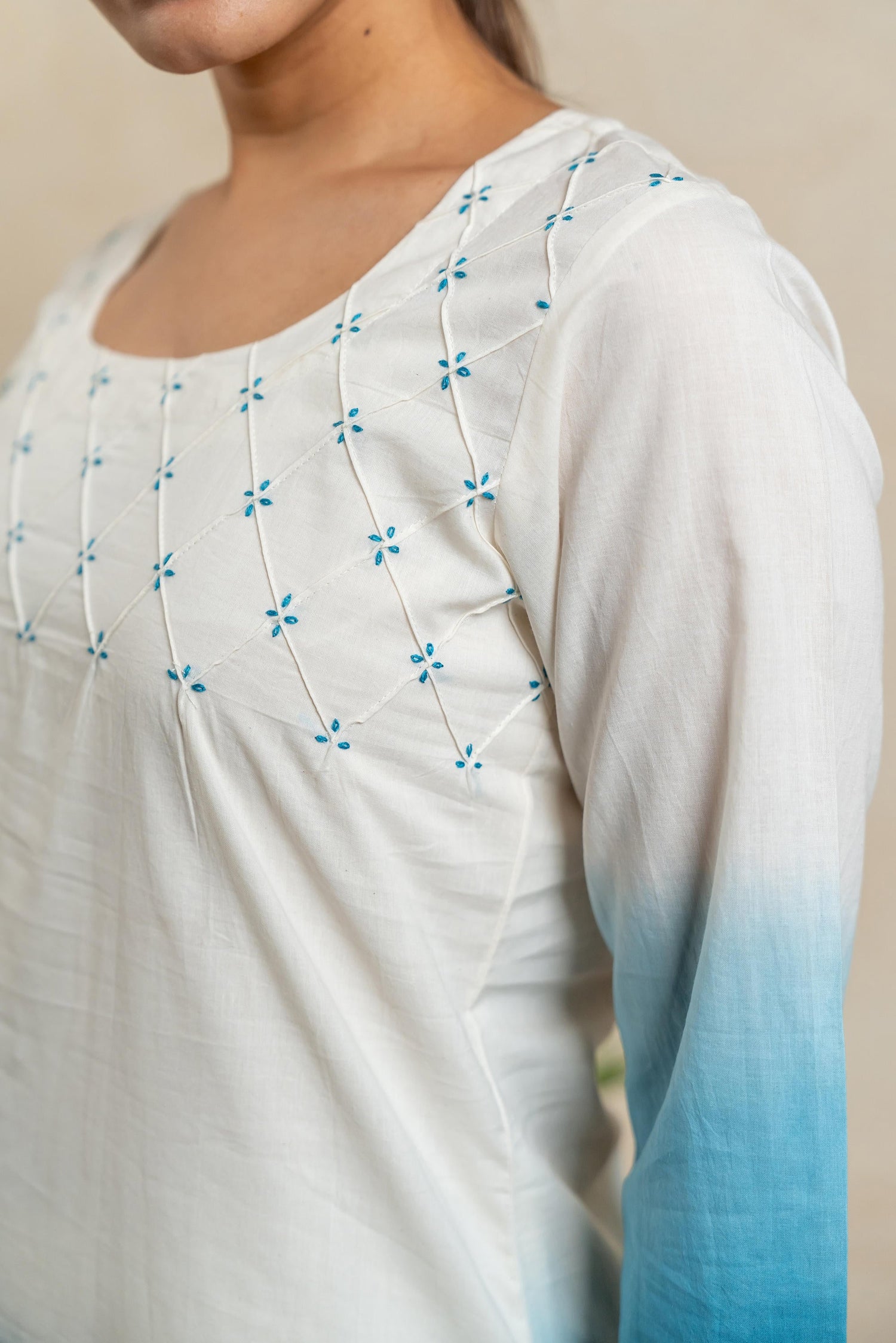 Aabha Turquoise Blue Tie-Dye Cotton Kurta | Ray-ethnic