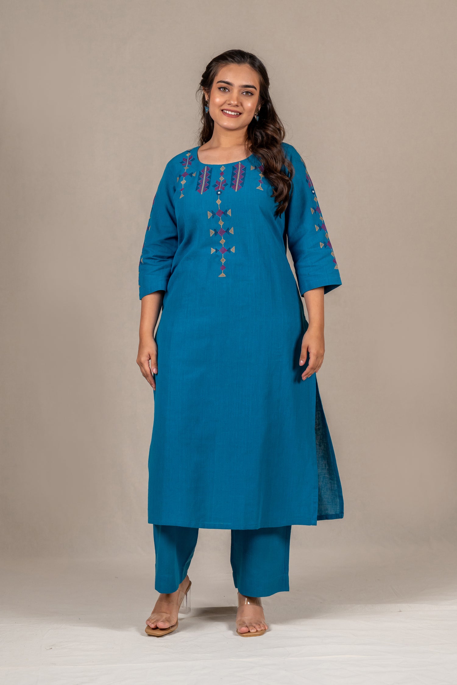 Cotton Kurta Set in Turquoise Blue – Sutra