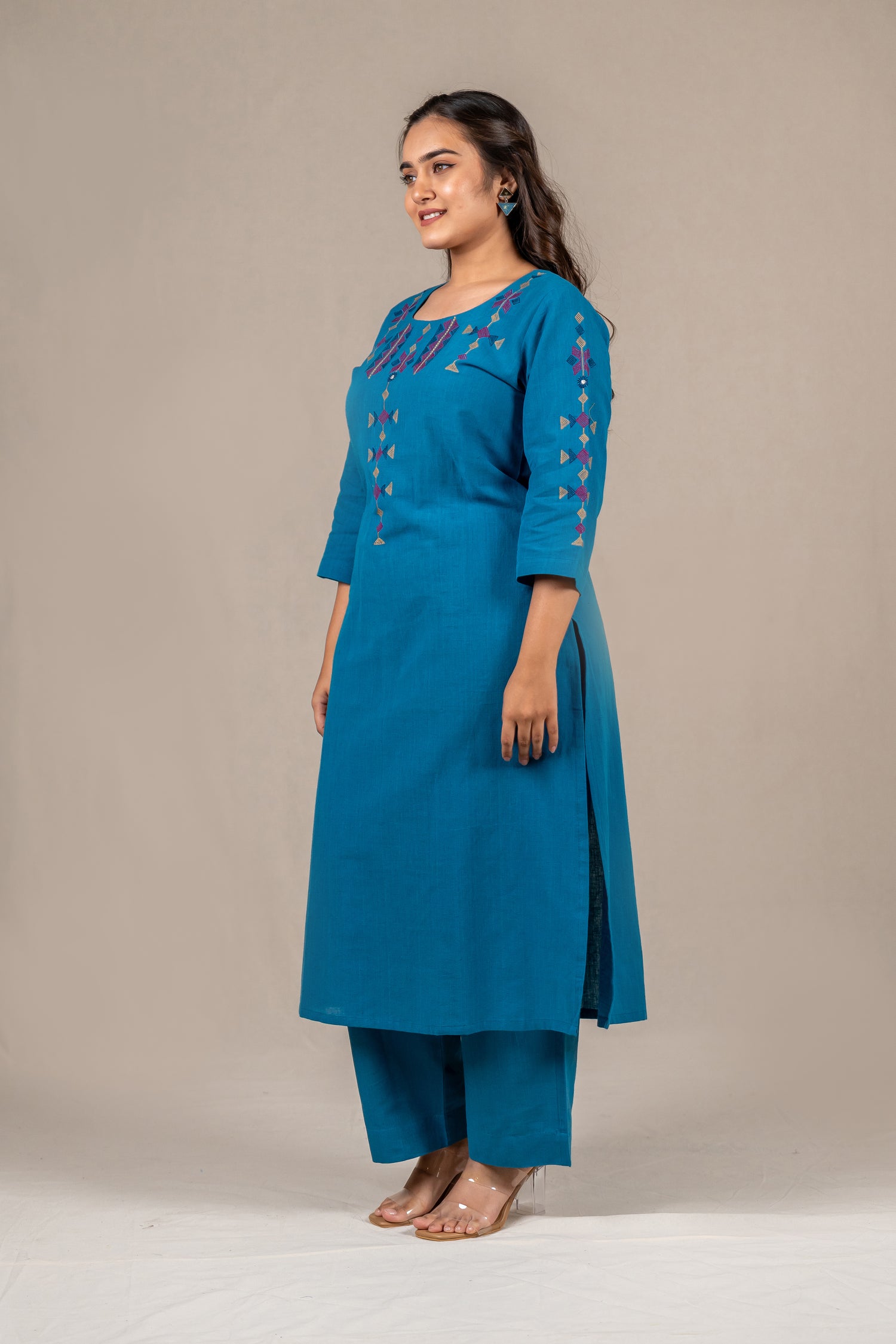 Cotton Kurta Set in Turquoise Blue – Sutra