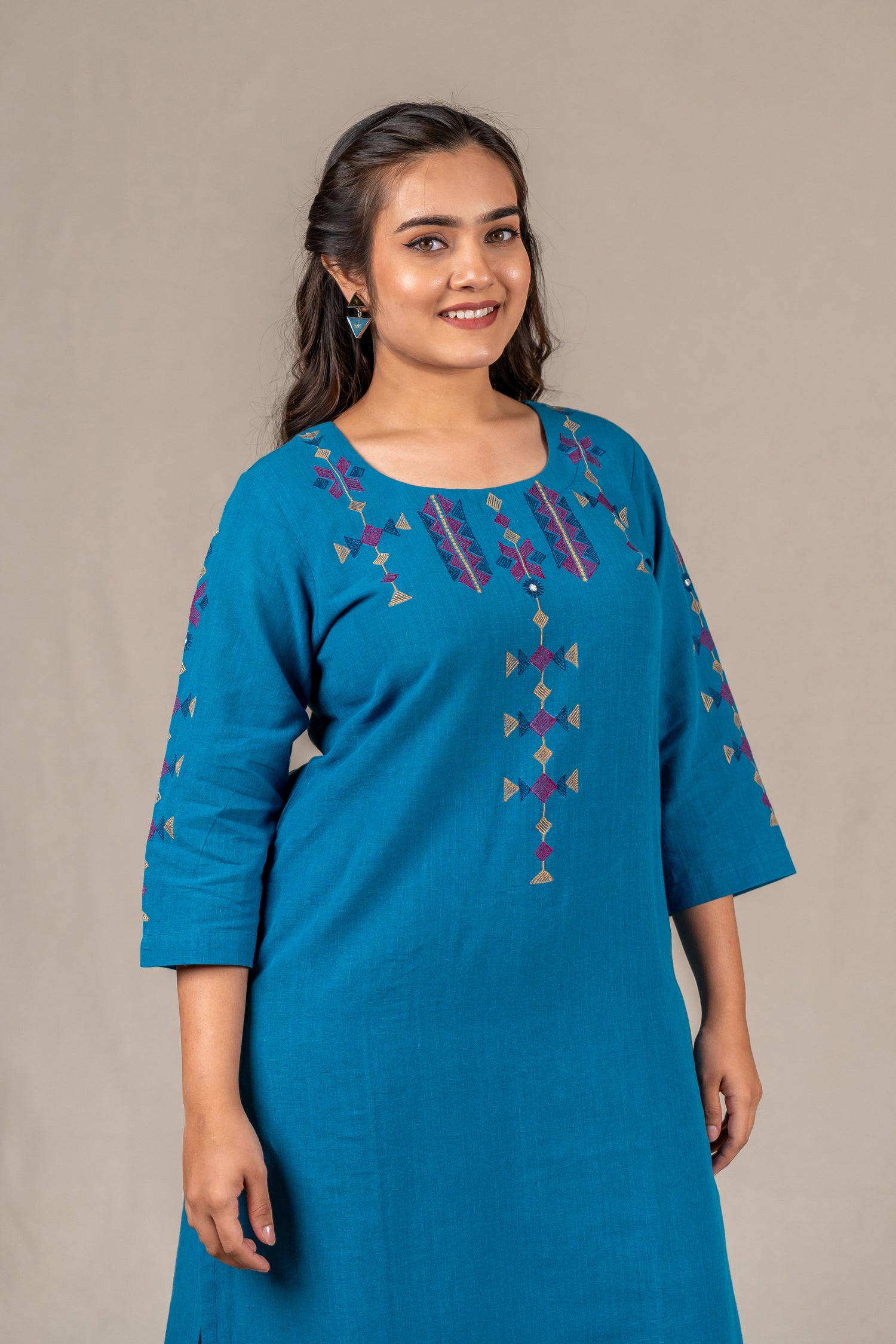 Cotton Kurta Set in Turquoise Blue – Sutra