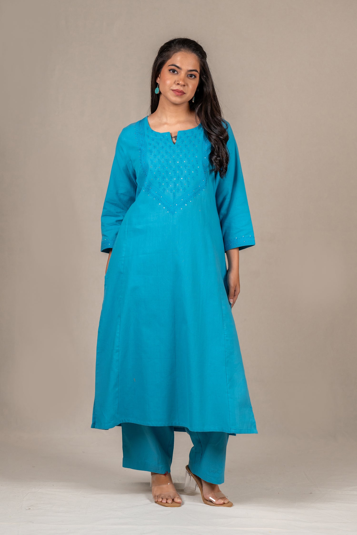 Sky Blue Ari Embroidered Kurta Set – Sutra