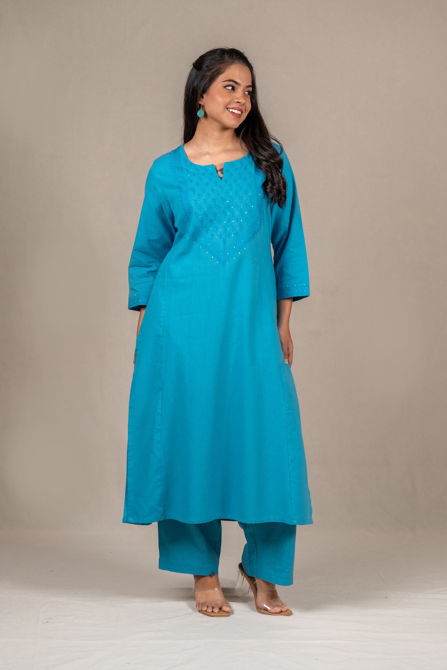 Sky Blue Ari Embroidered Kurta Set – Sutra