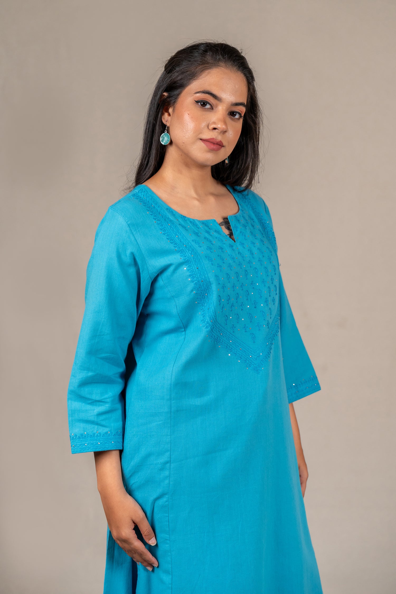 Sky Blue Ari Embroidered Kurta Set – Sutra