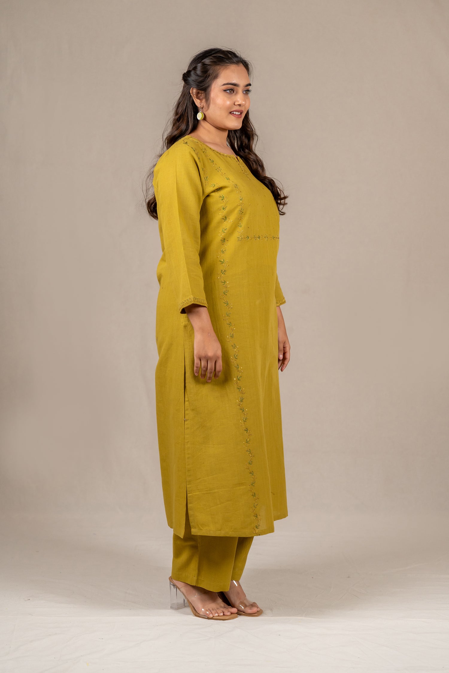Olive Green Cotton Kurta & Straight Pant Set – Sutra