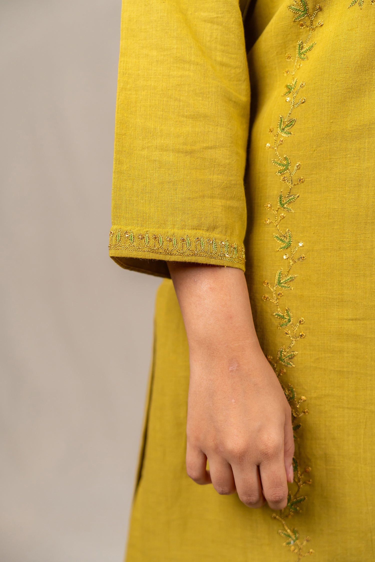 Olive Green Cotton Kurta & Straight Pant Set – Sutra
