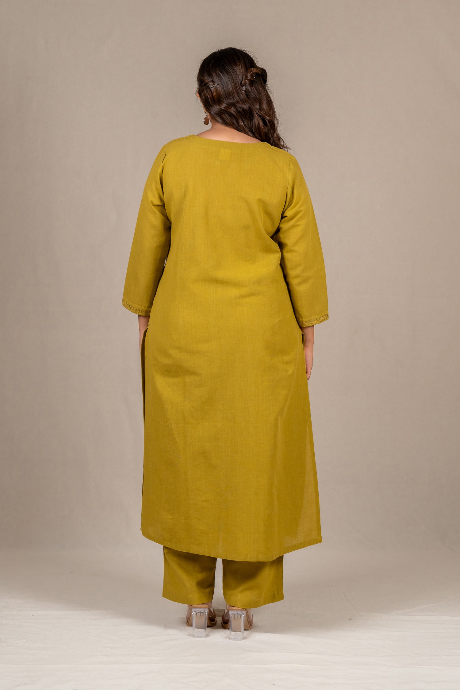 Olive Green Cotton Kurta & Straight Pant Set – Sutra