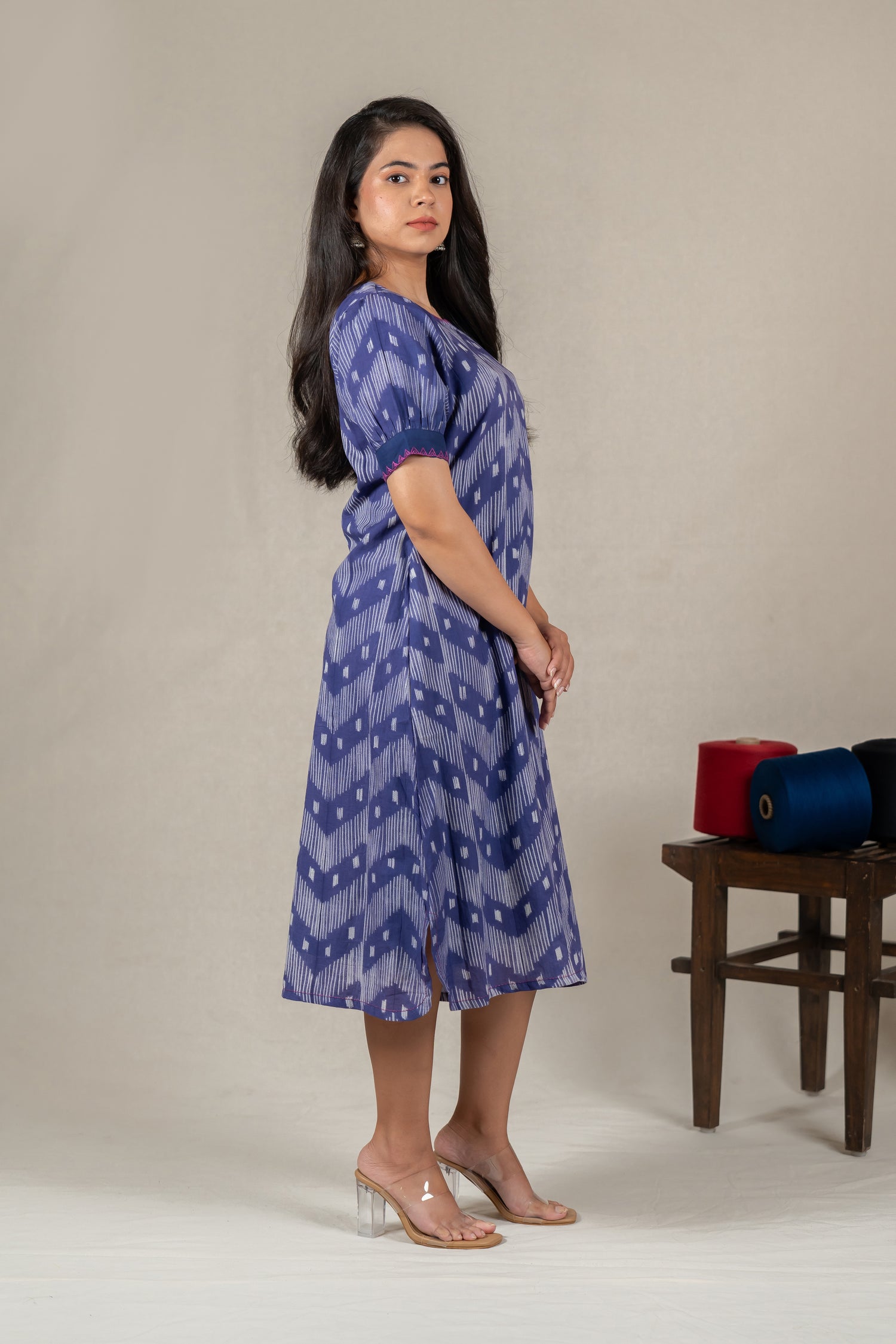 Indigo Shibori Tie-Dye Dress with Hand Embroidery – Amevara