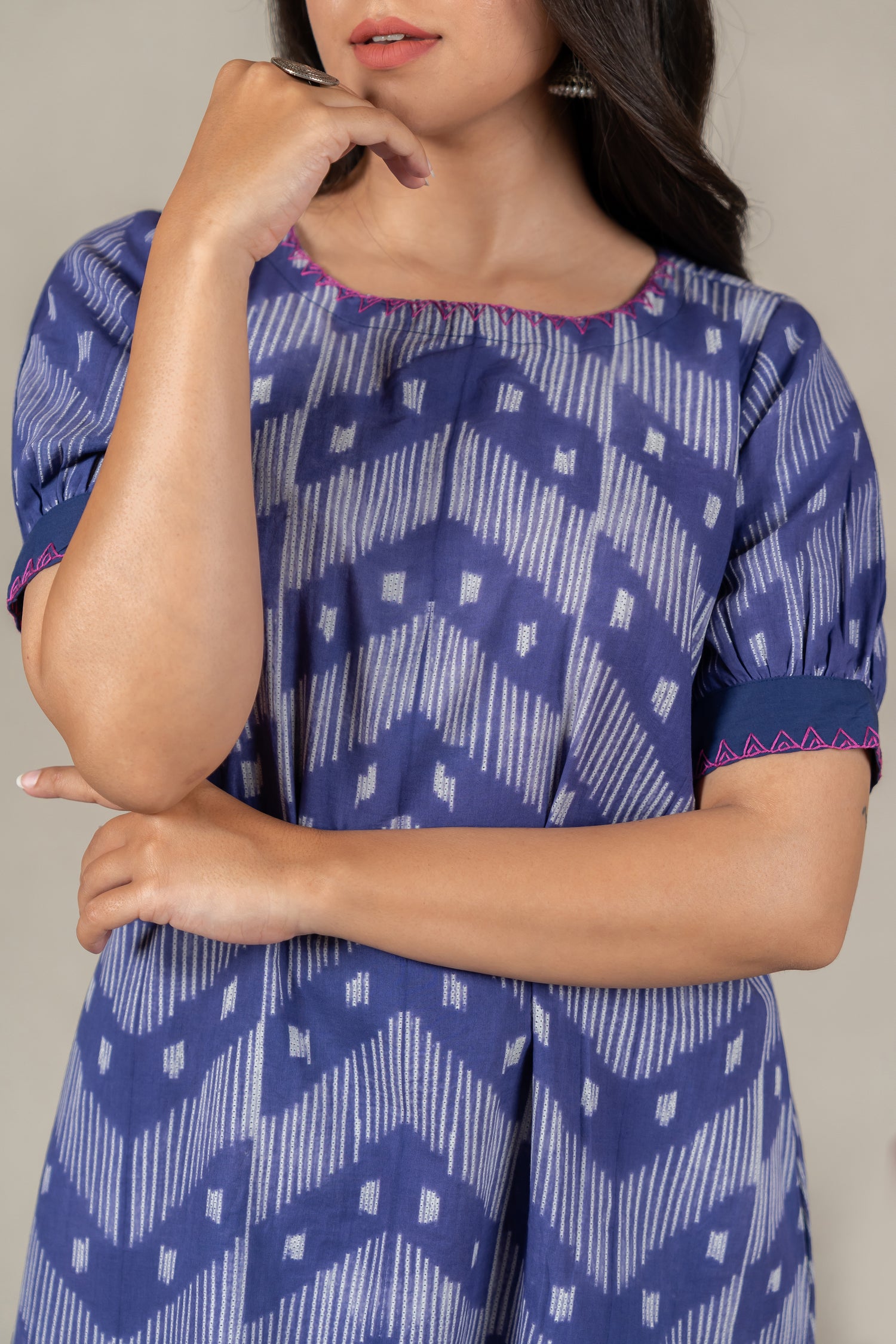 Indigo Shibori Tie-Dye Dress with Hand Embroidery – Amevara