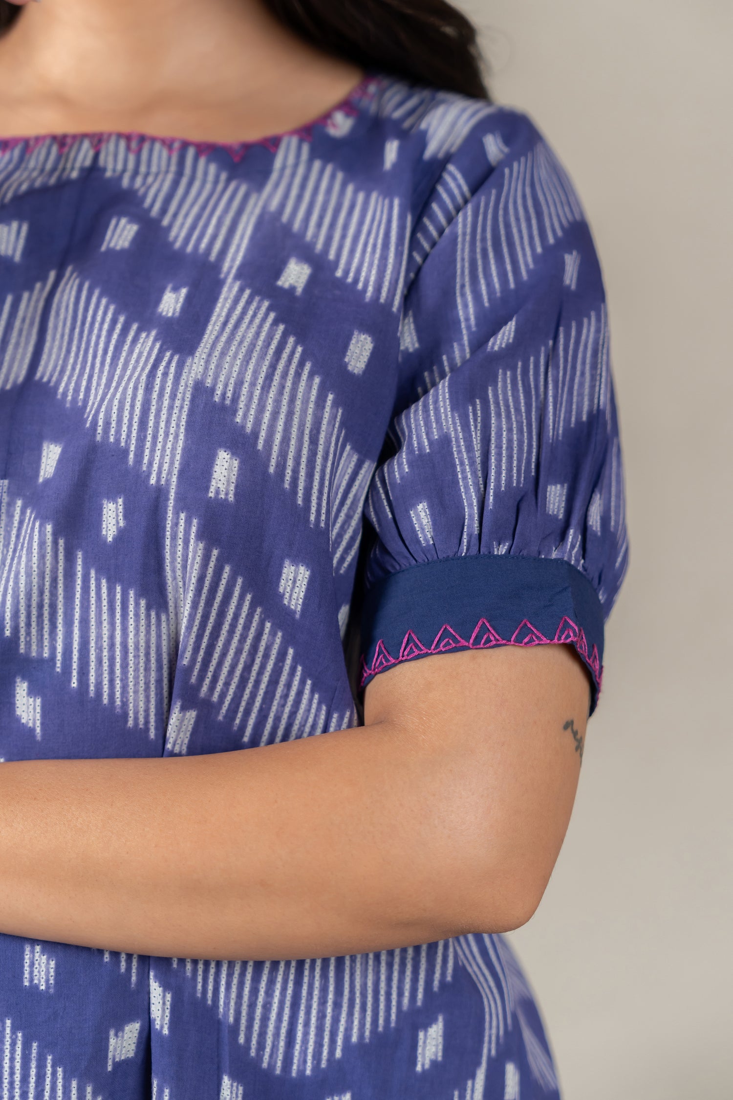 Indigo Shibori Tie-Dye Dress with Hand Embroidery – Amevara