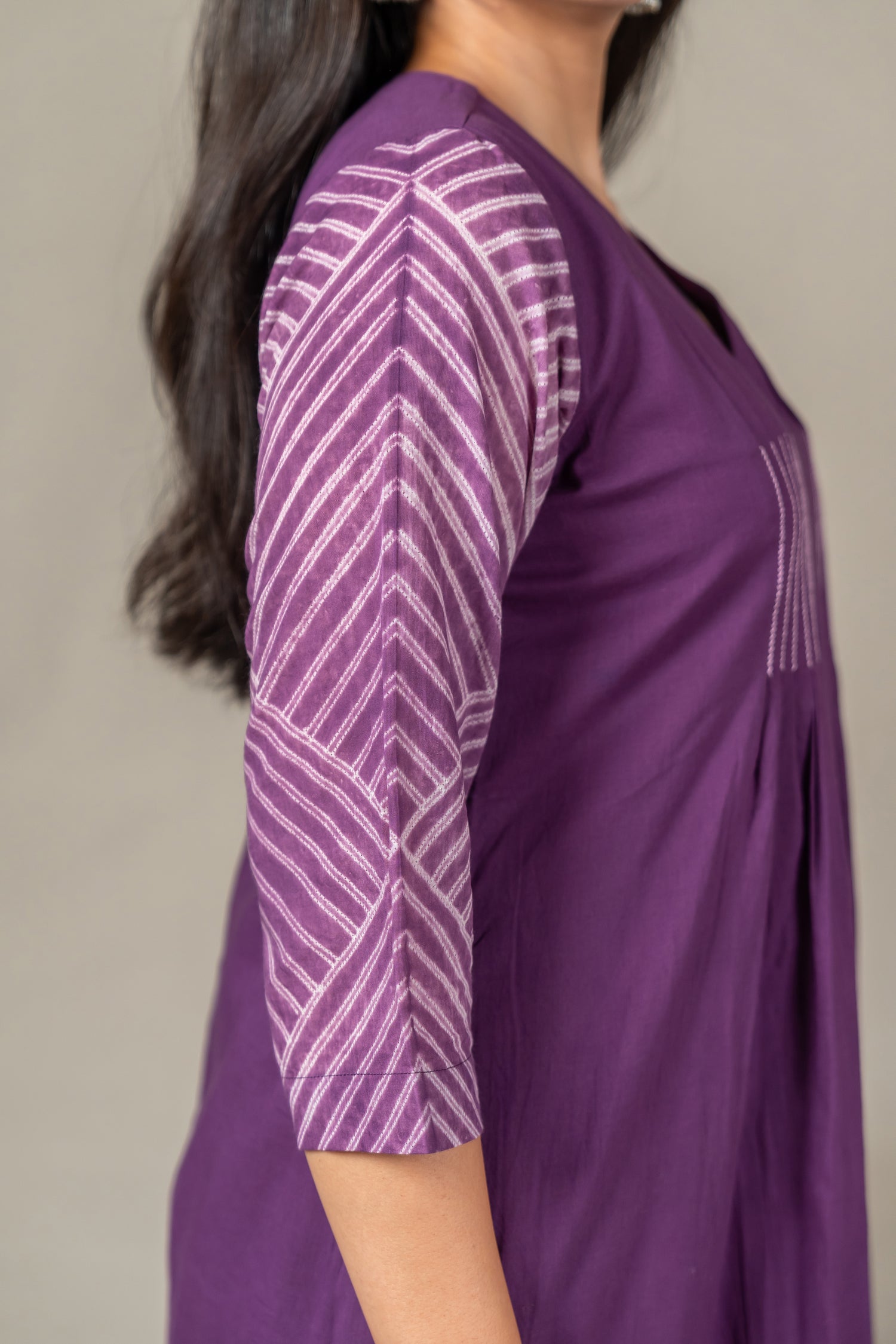 Purple Mul Cotton Shibori Tie-Dye Dress with Hand Embroidery – Amevara