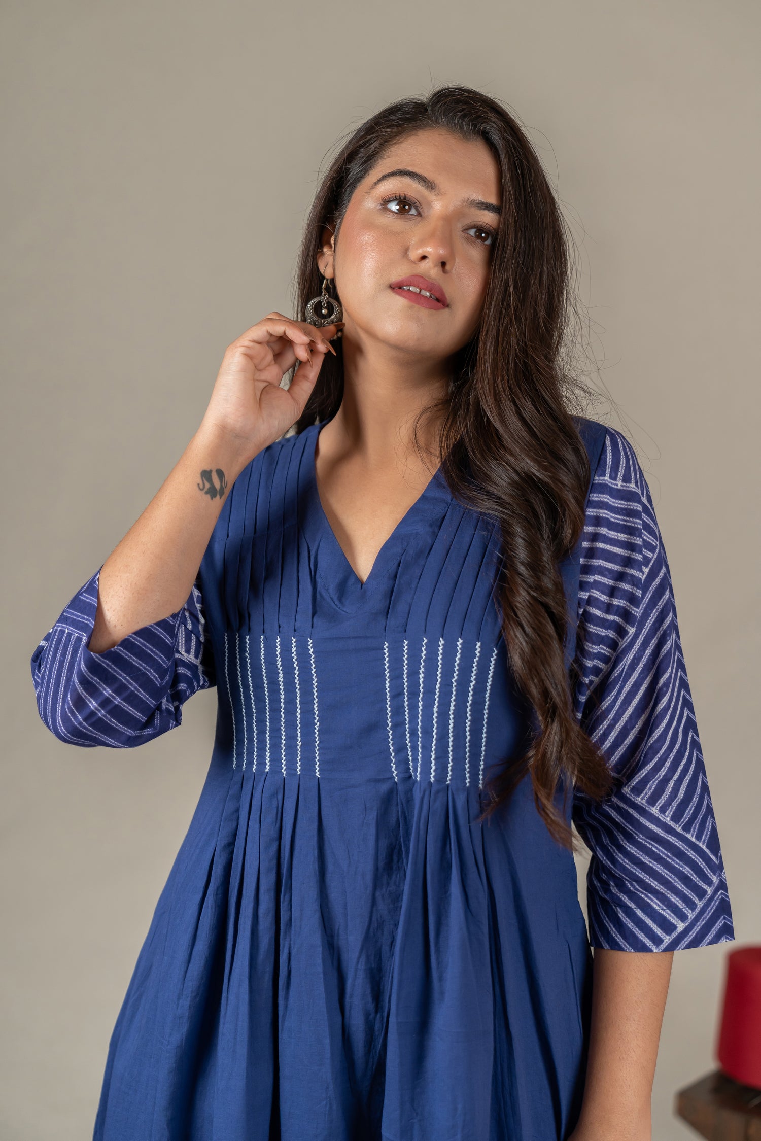 Indigo Mul Cotton Shibori Tie-Dye Dress with Hand Embroidery – Amevara