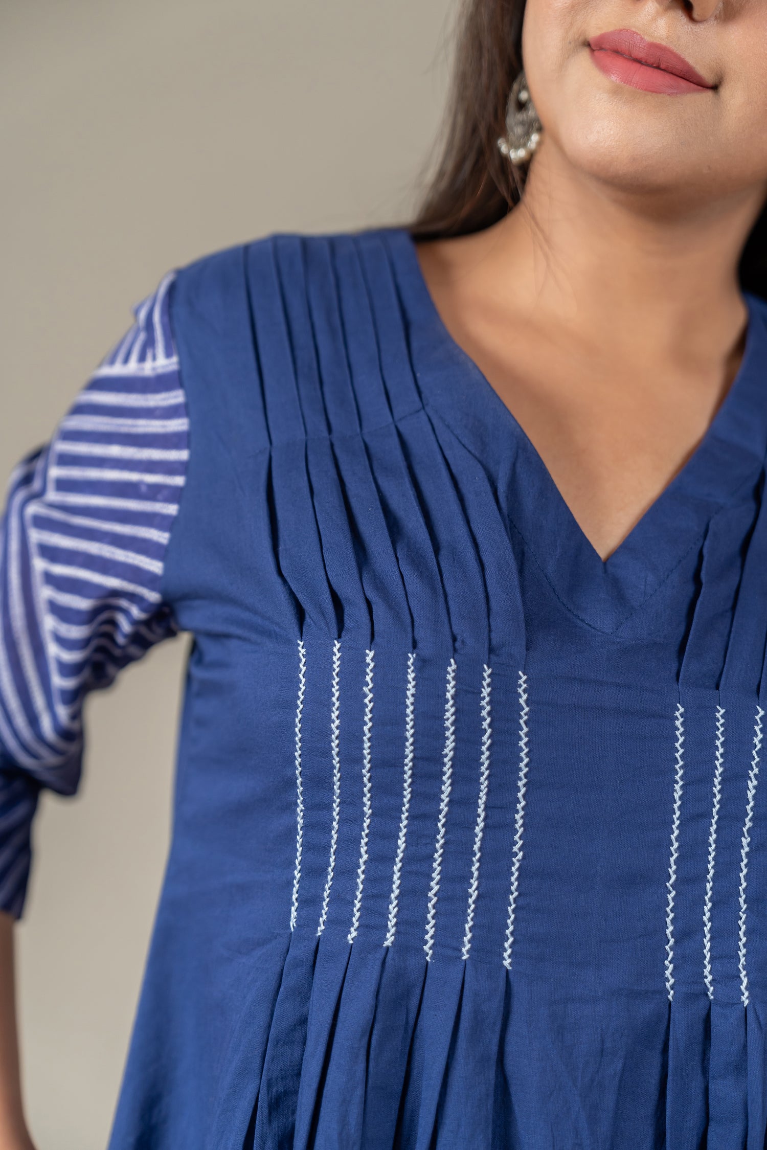 Indigo Mul Cotton Shibori Tie-Dye Dress with Hand Embroidery – Amevara