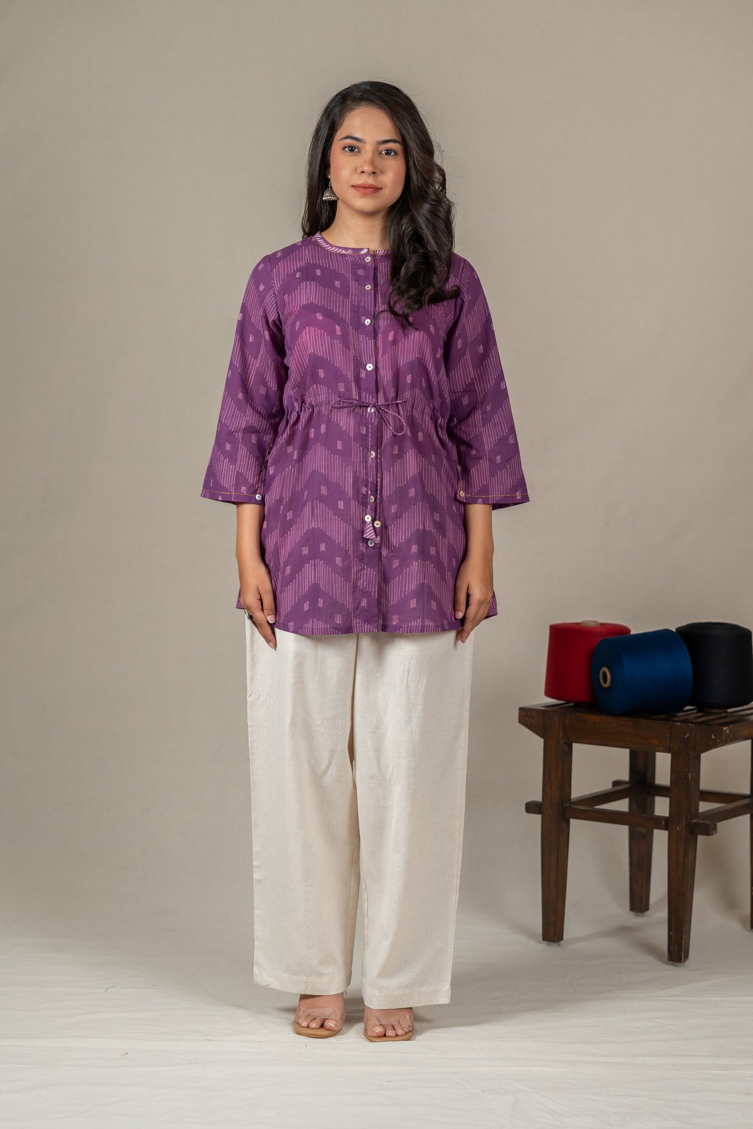 Purple Mul Cotton Shibori Tie-Dye Top – Amevara
