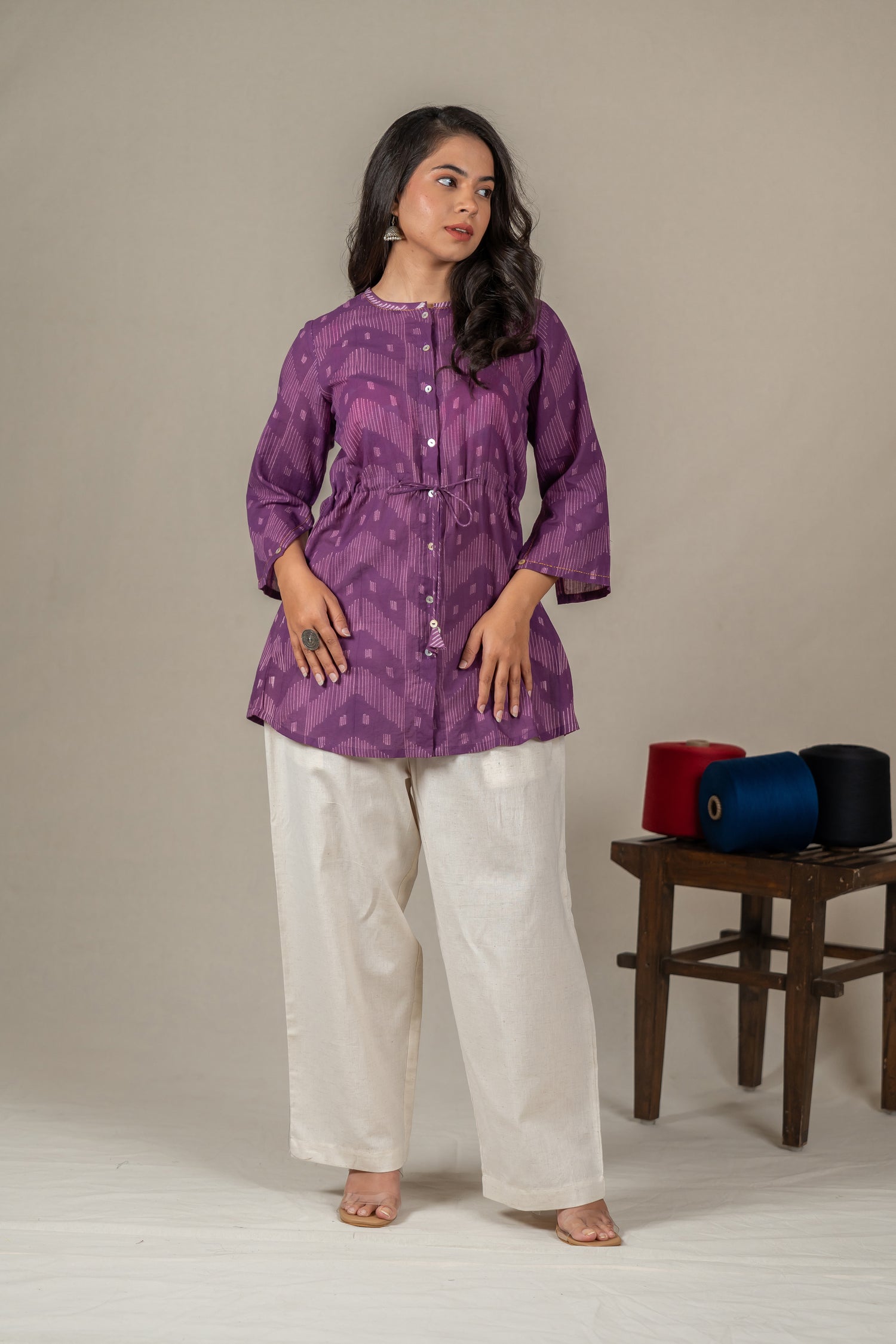 Purple Mul Cotton Shibori Tie-Dye Top – Amevara