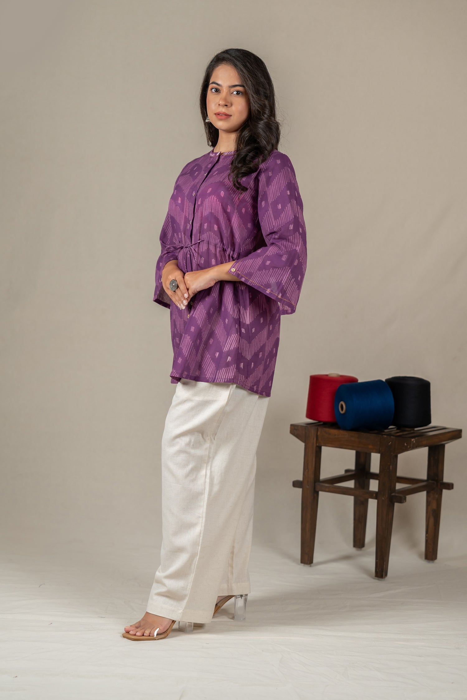 Purple Mul Cotton Shibori Tie-Dye Top – Amevara