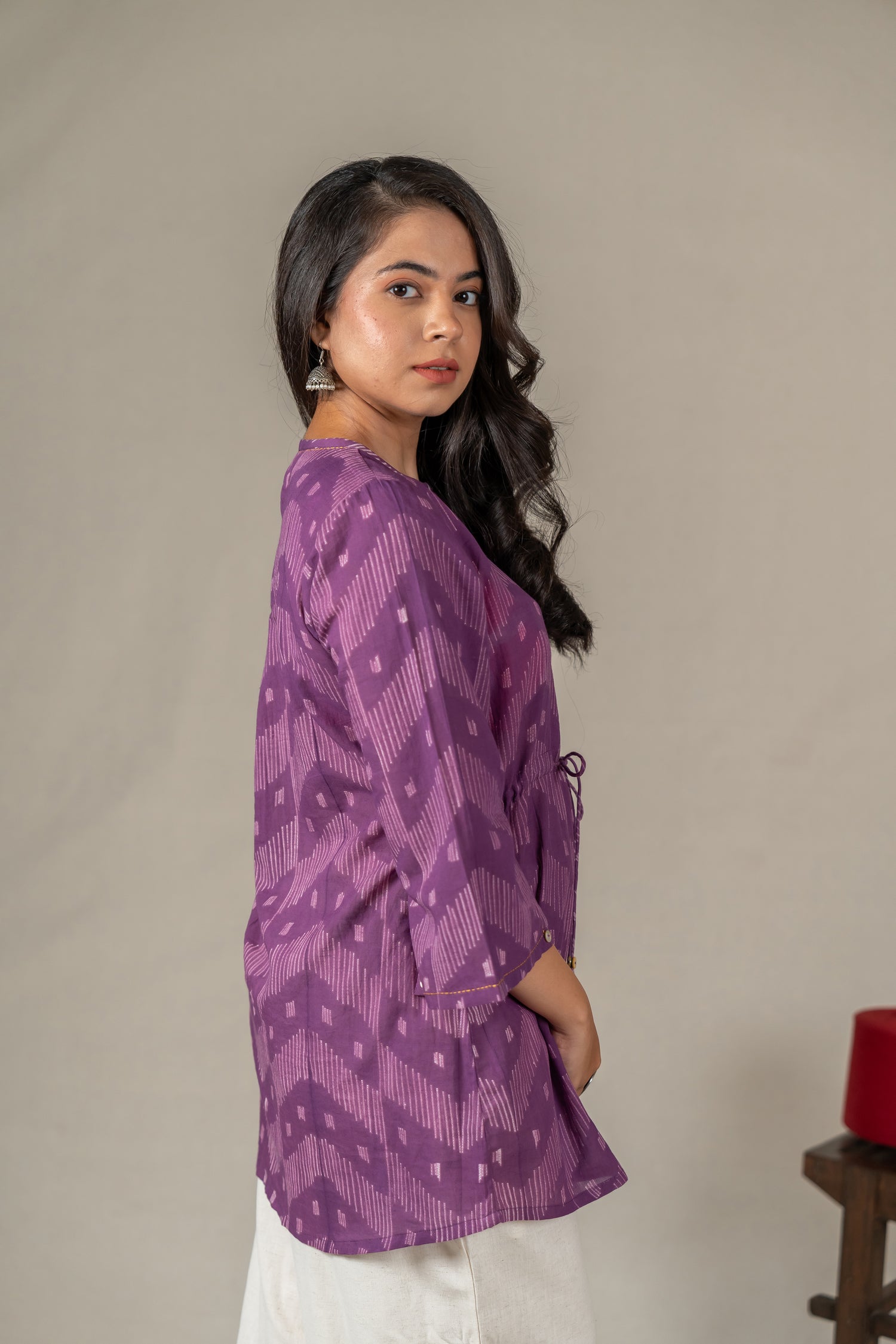 Purple Mul Cotton Shibori Tie-Dye Top – Amevara