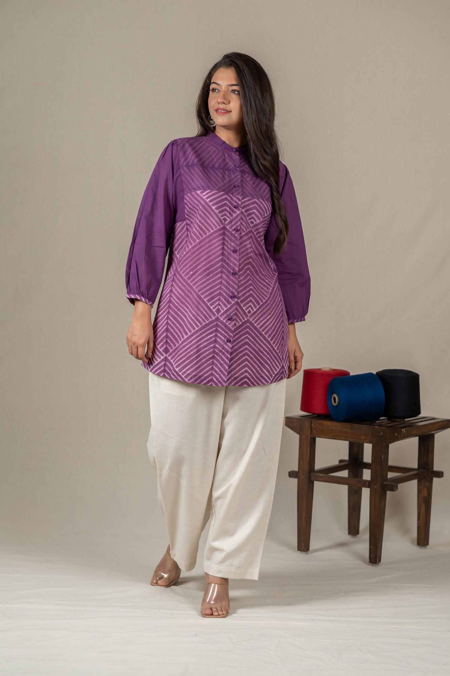 Purple Mul Cotton Shibori Button-Down Shirt – Amevara