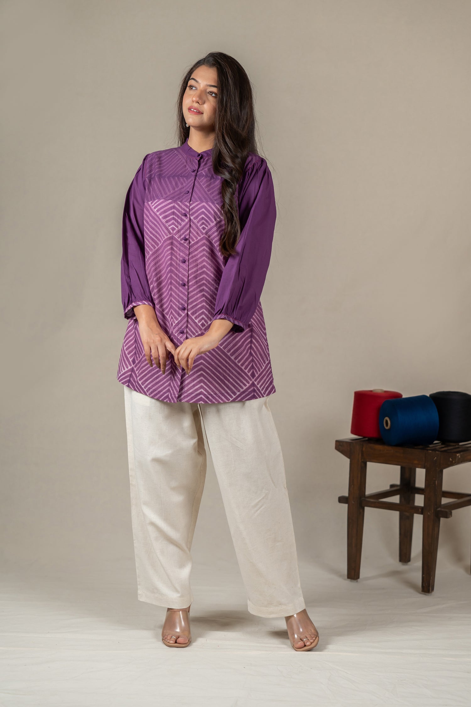 Purple Mul Cotton Shibori Button-Down Shirt – Amevara