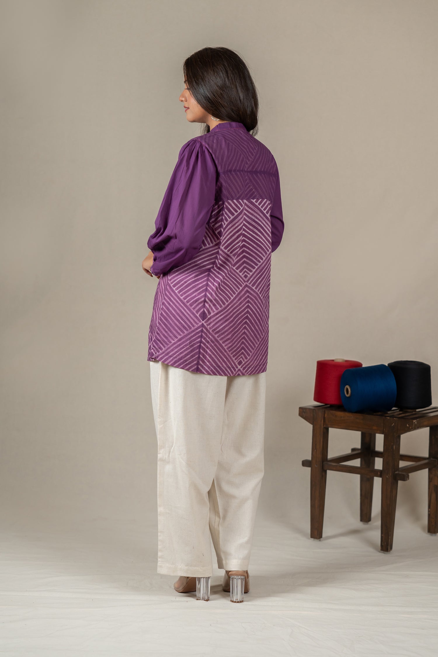 Purple Mul Cotton Shibori Button-Down Shirt – Amevara