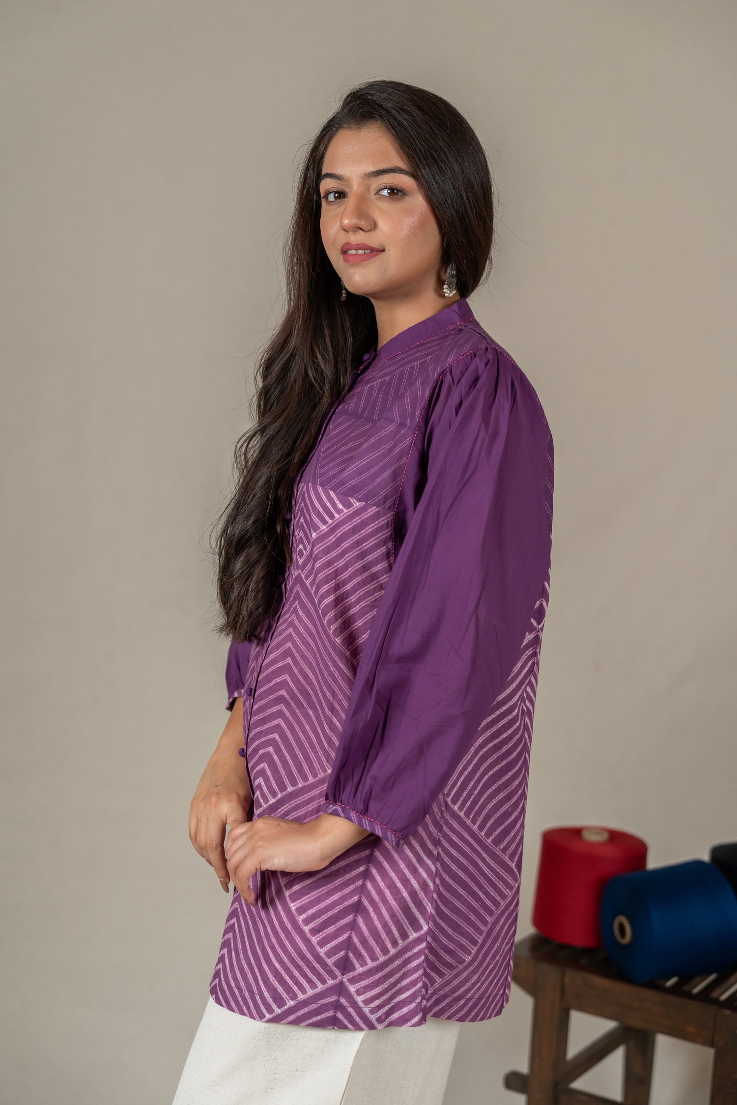 Purple Mul Cotton Shibori Button-Down Shirt – Amevara