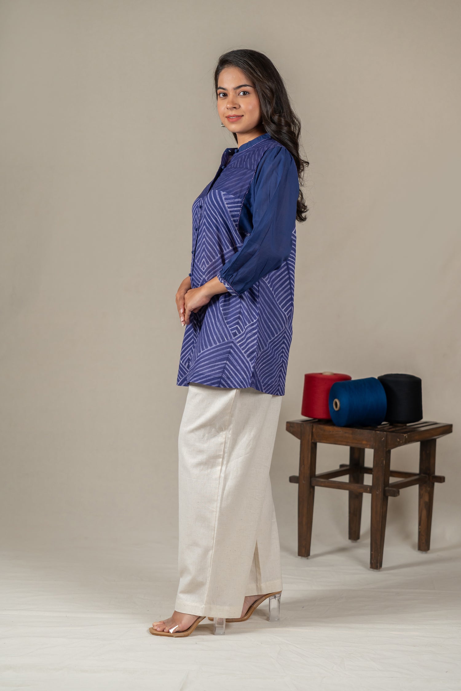 Hand-Embroidered Indigo Shibori Cotton Shirt – Amevara