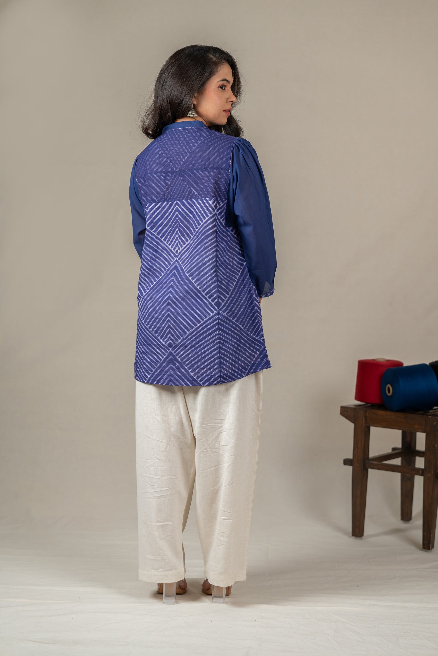 Hand-Embroidered Indigo Shibori Cotton Shirt – Amevara