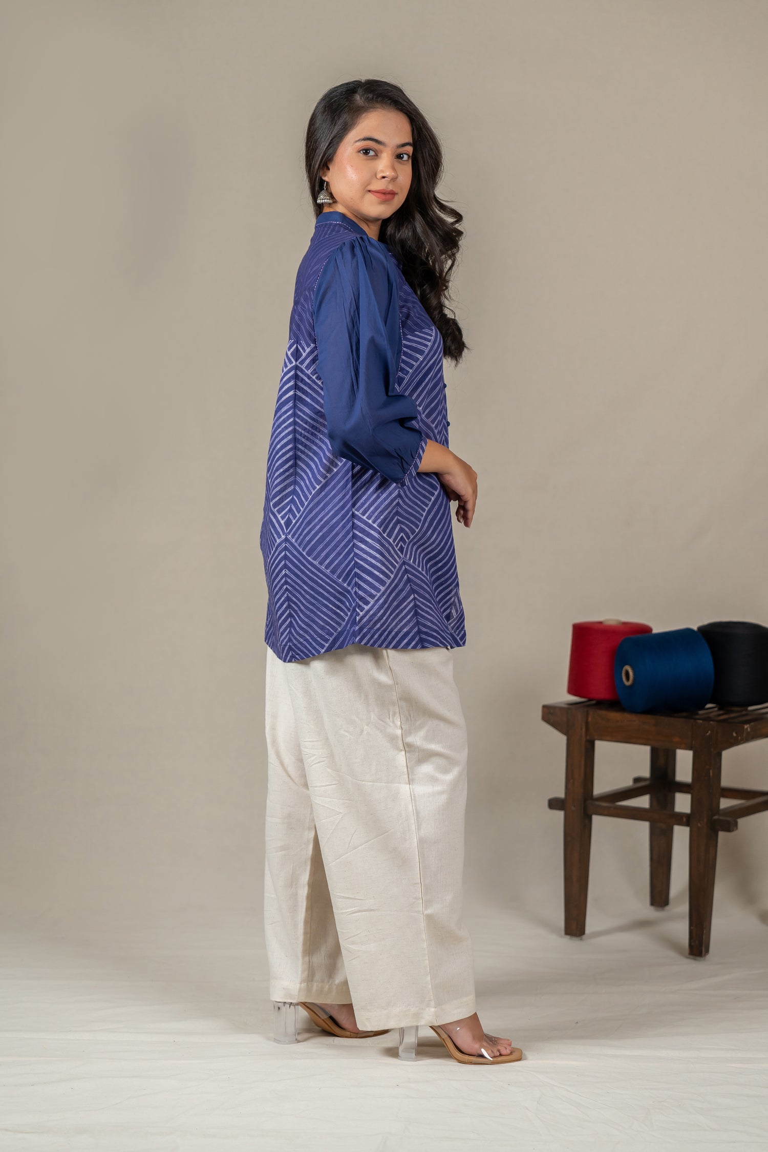 Hand-Embroidered Indigo Shibori Cotton Shirt – Amevara