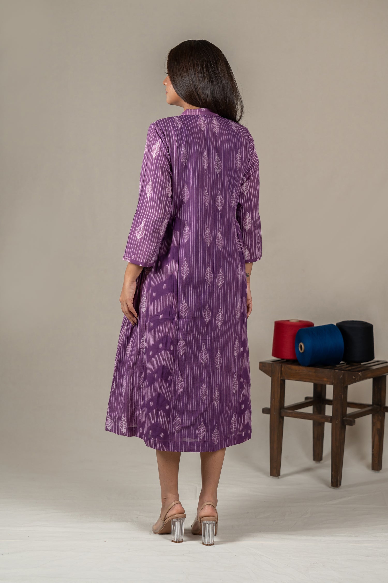 Hand-Embroidered Purple Shibori Button-Down Dress – Amevara