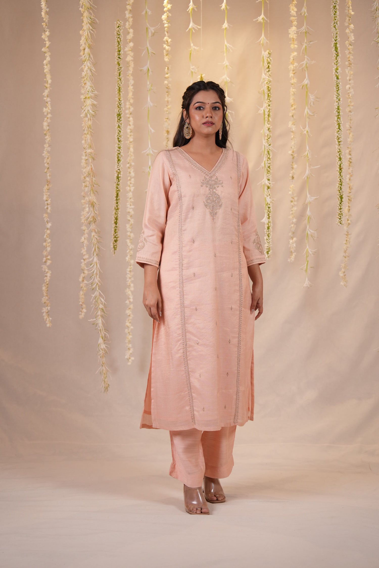 Ek Dor Embroidered Striped Tissue Silk Kurta Set with Dupatta - Set of Three