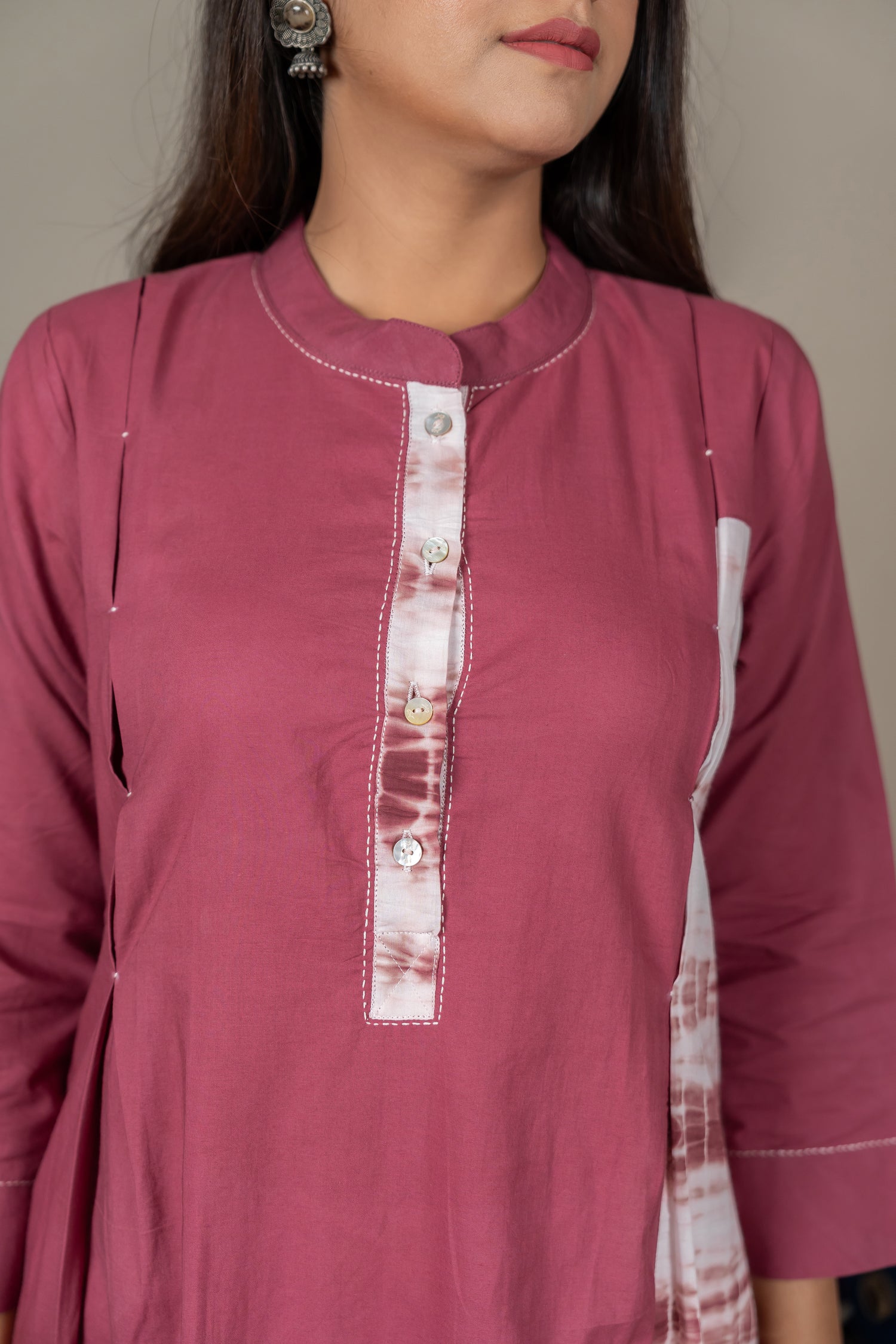 Pink Mul Cotton Shibori Tie-Dye Kurta with Hand Embroidery – Amevara