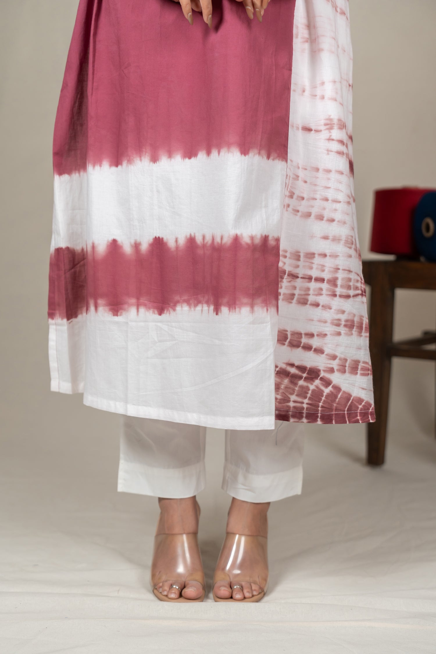 Pink Mul Cotton Shibori Tie-Dye Kurta with Hand Embroidery – Amevara