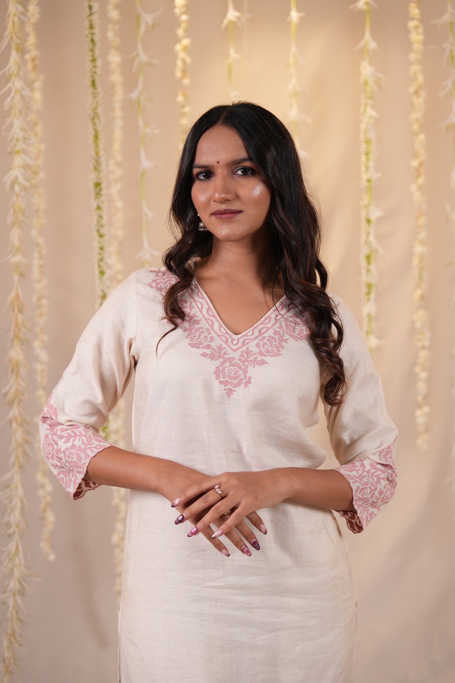 Ek Dor Machine Embroidered Striped Tissue Silk Kurta Set with Dupatta