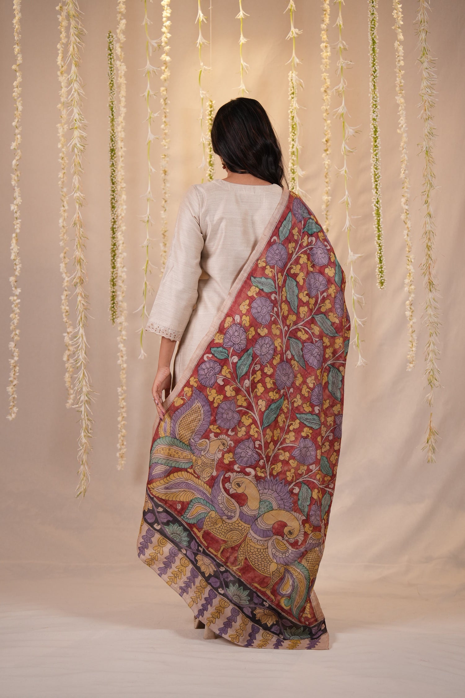 Ek Dor Beige Muga Silk Kurta with Machine Embroidery
