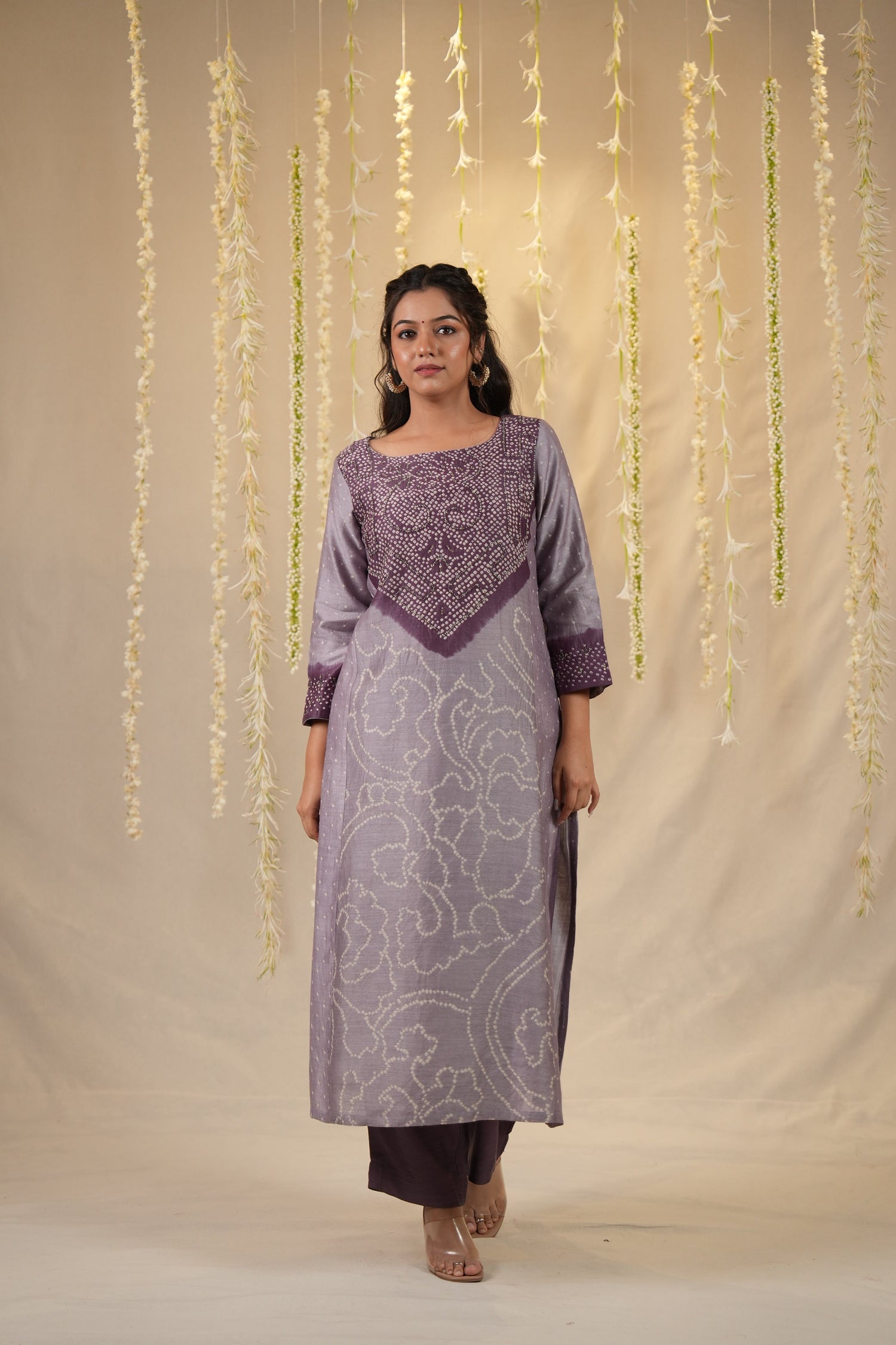 Ek Dor Bandhani Muga Silk Three-Piece Set